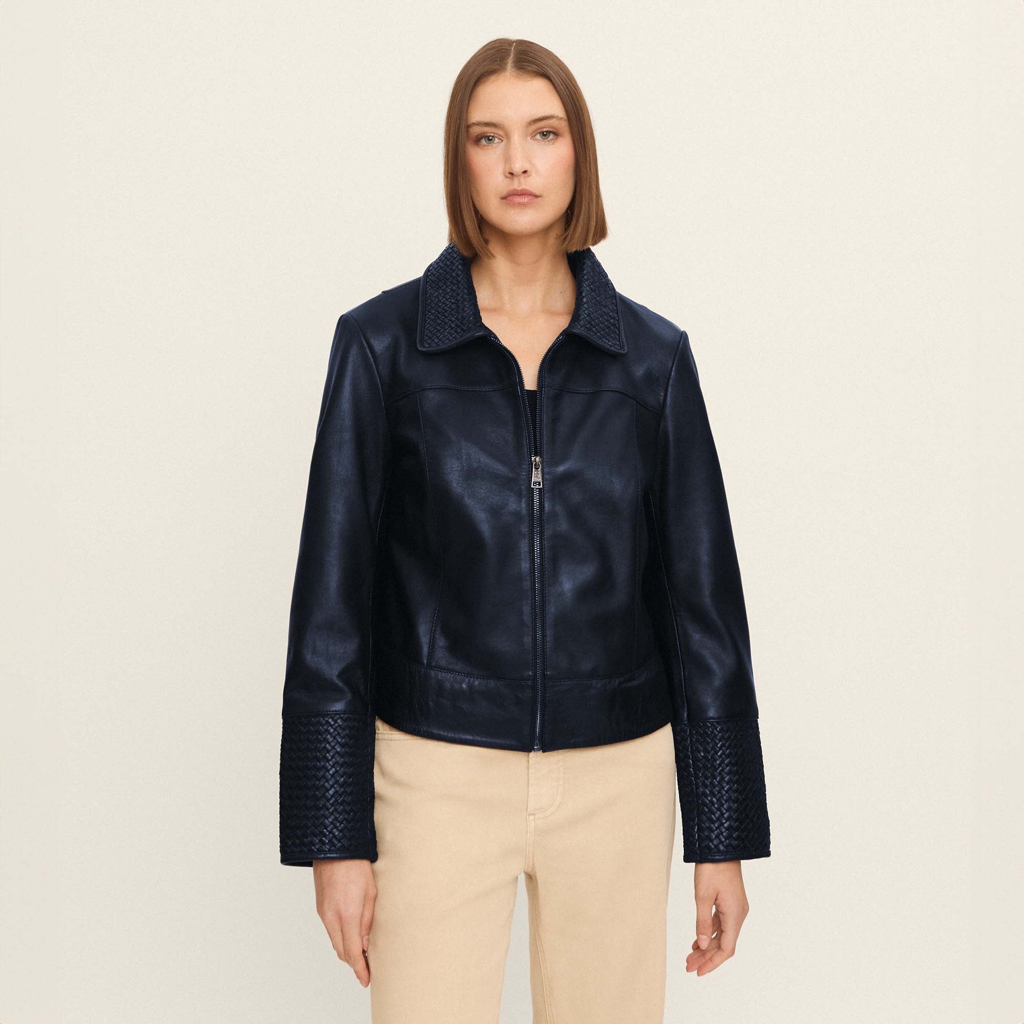 Cazadora napa trenzada