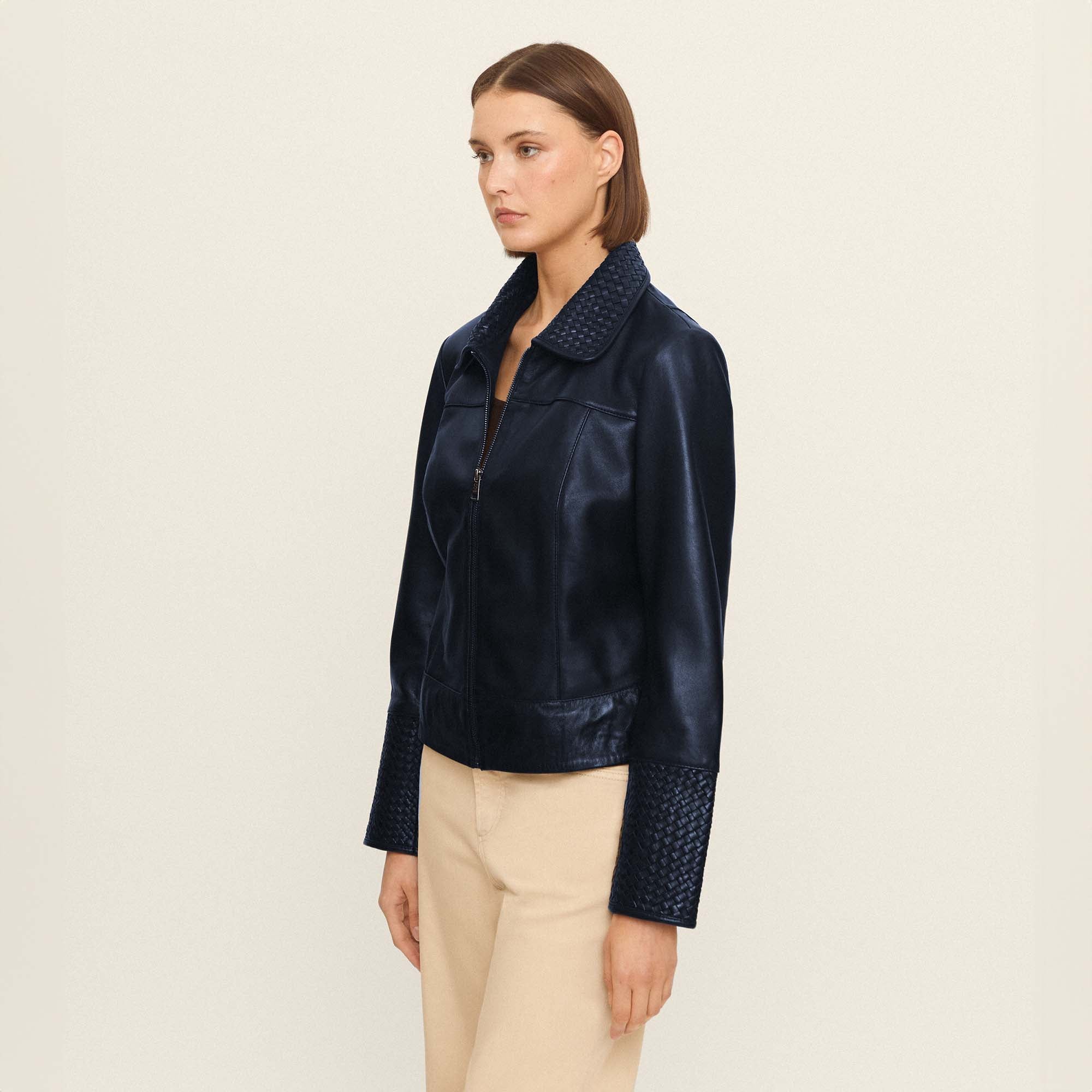 Cazadora napa trenzada