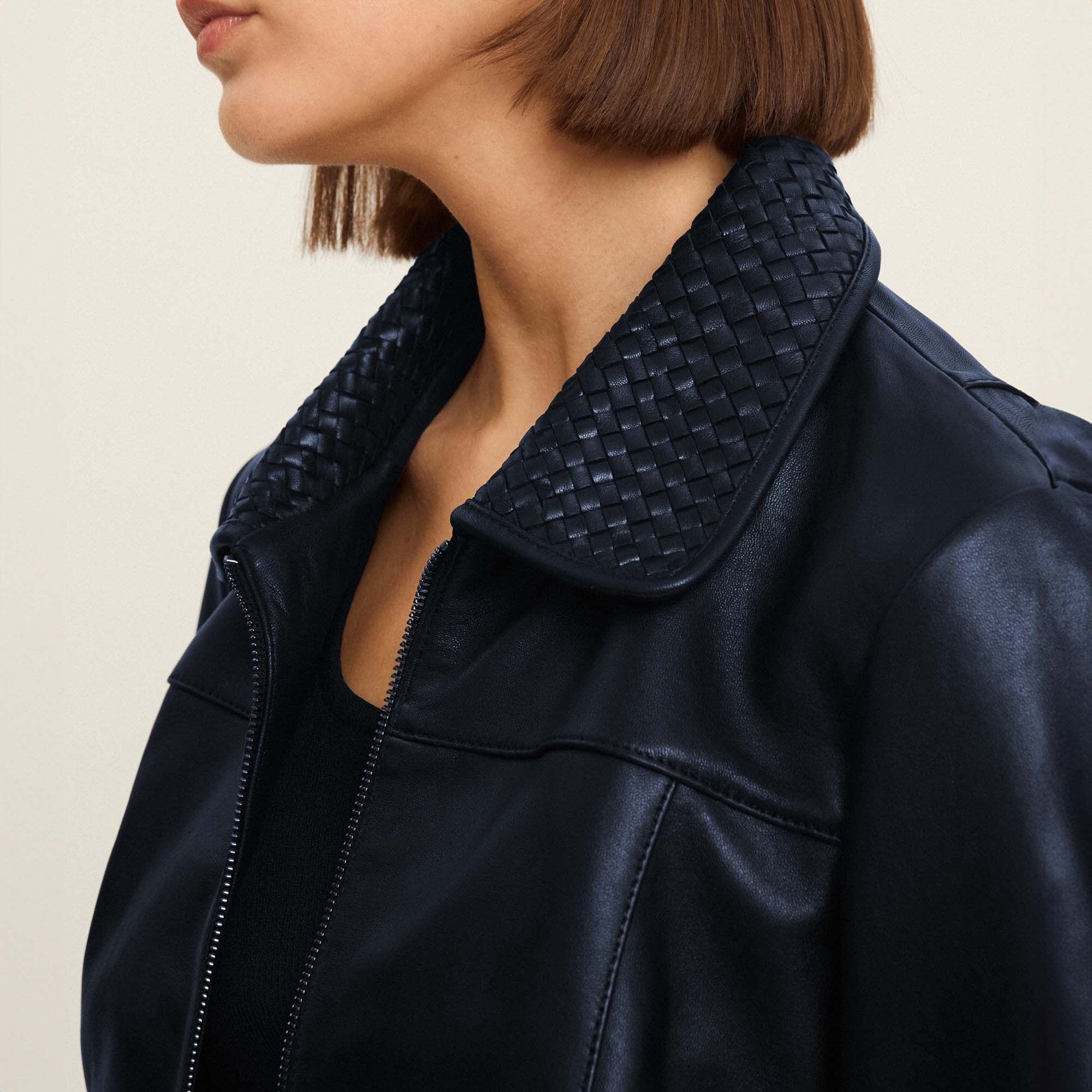 Cazadora napa trenzada