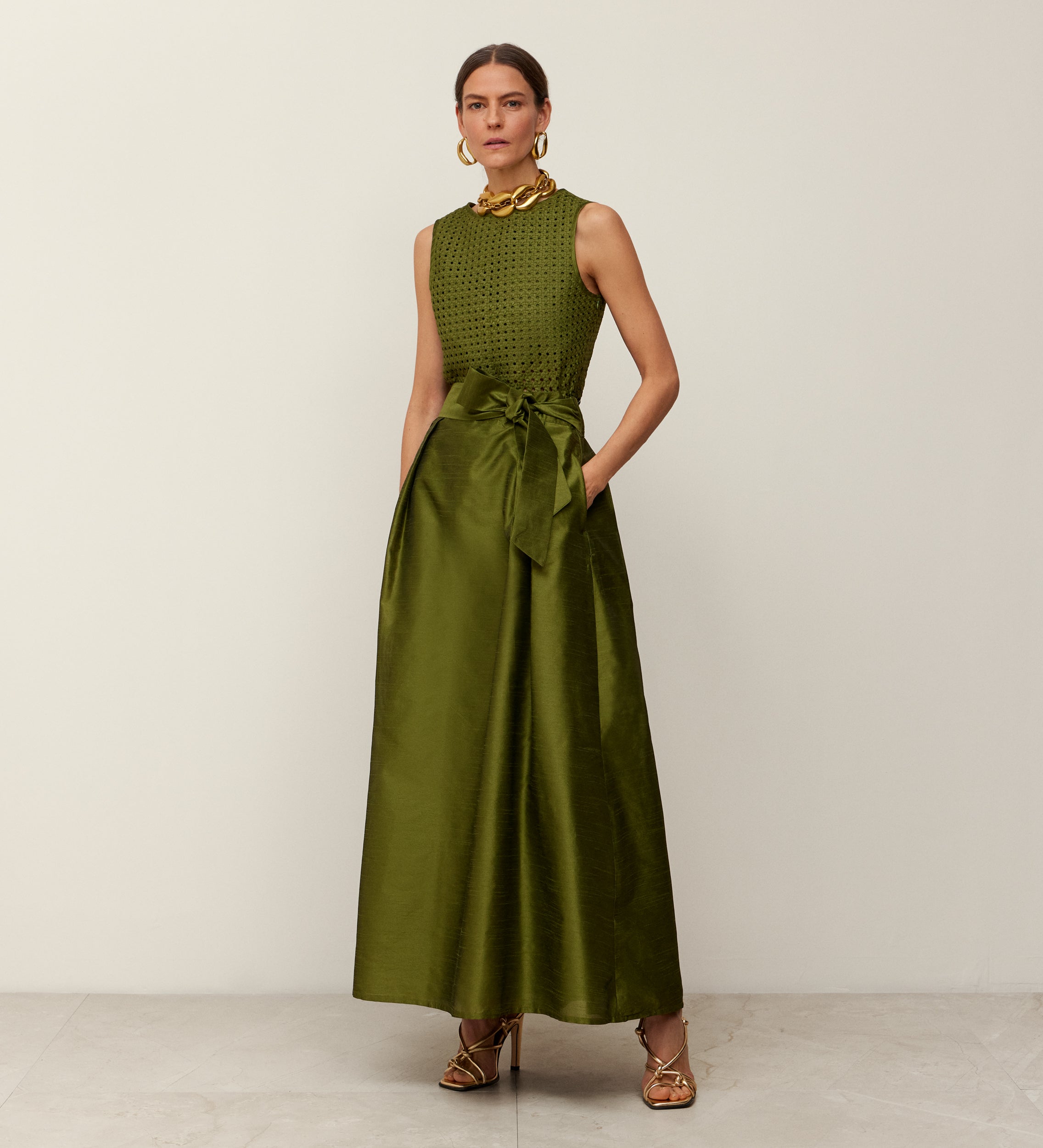 Top shantung trenzado