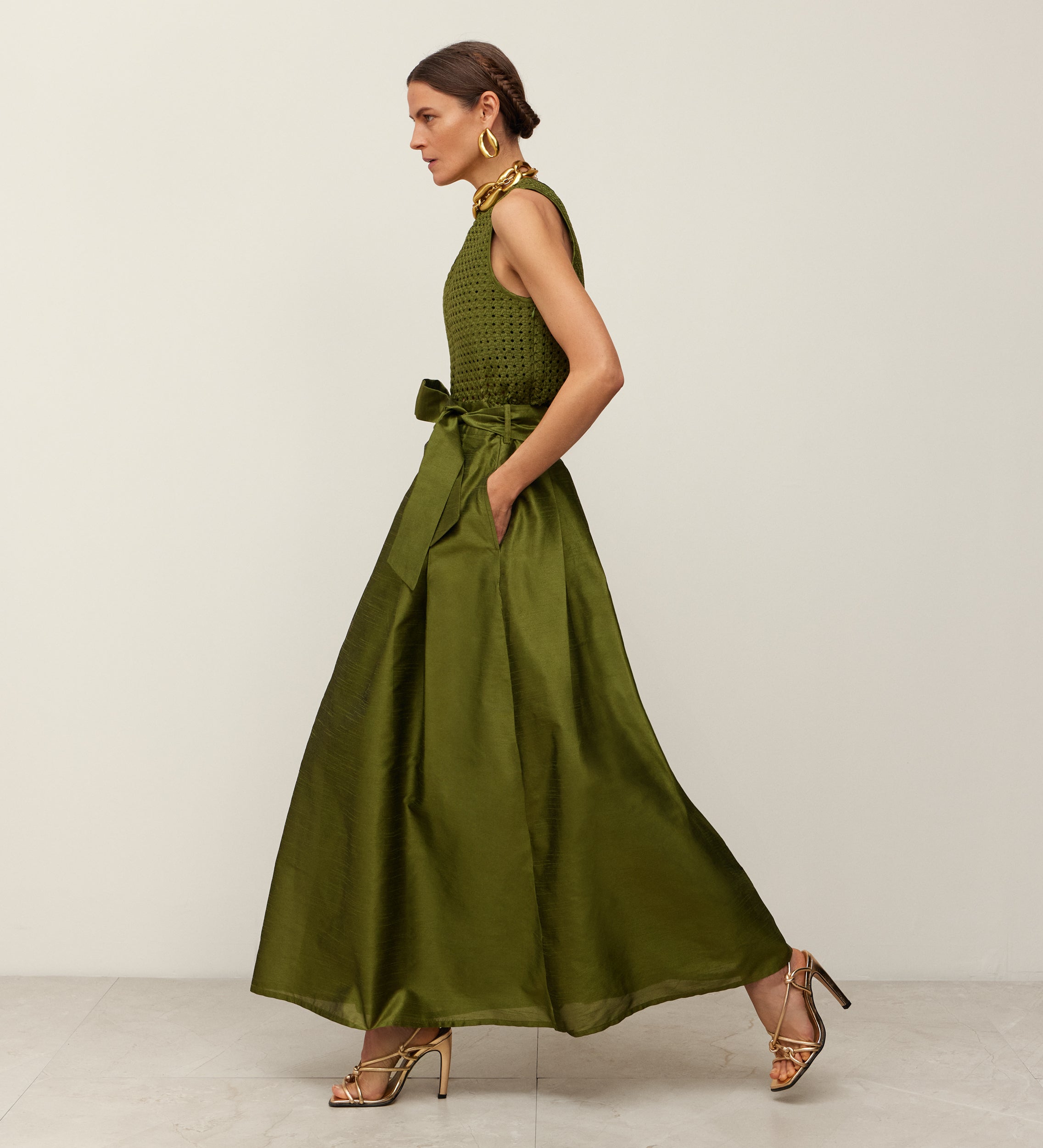 Top shantung trenzado