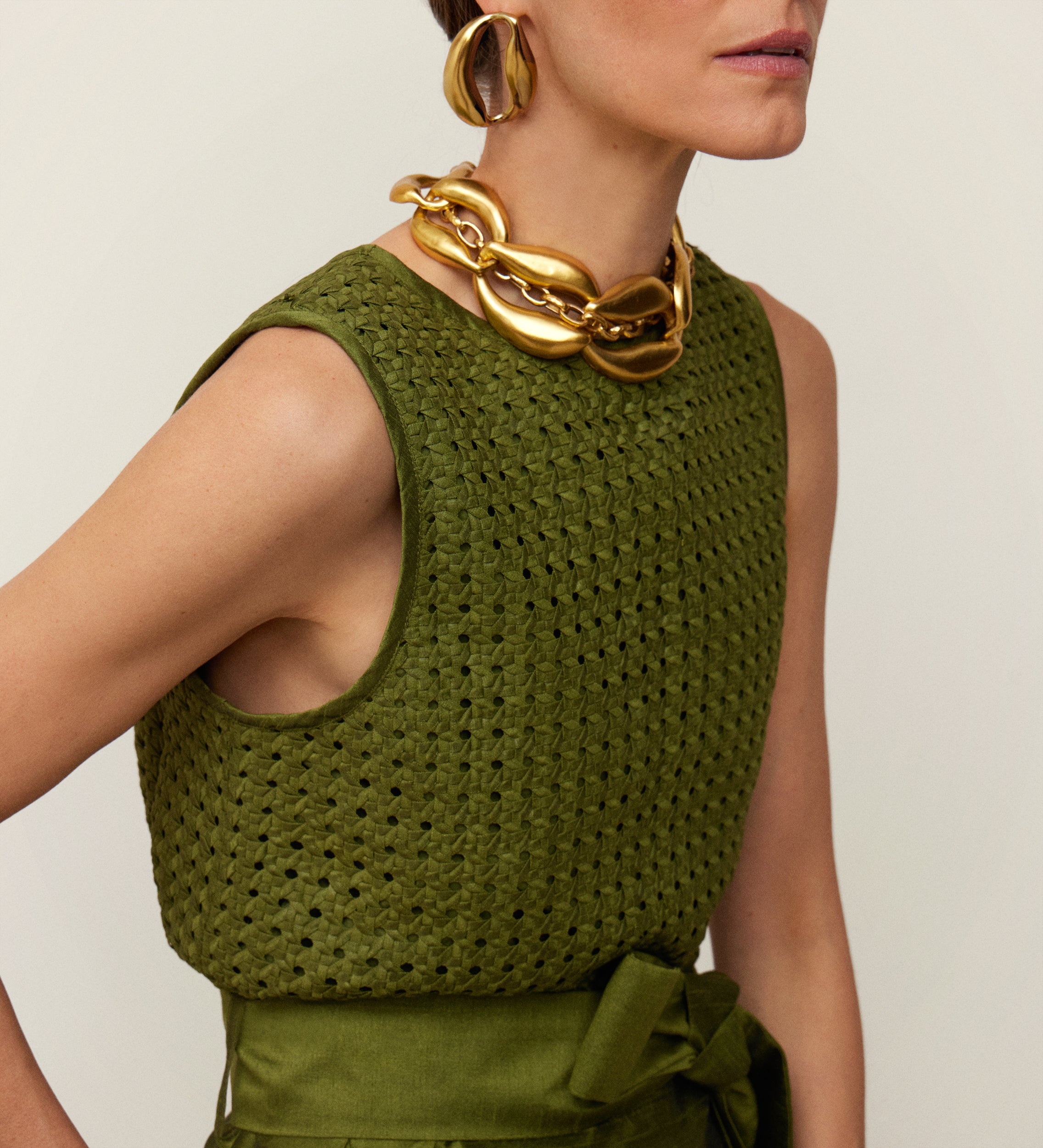 Top shantung trenzado