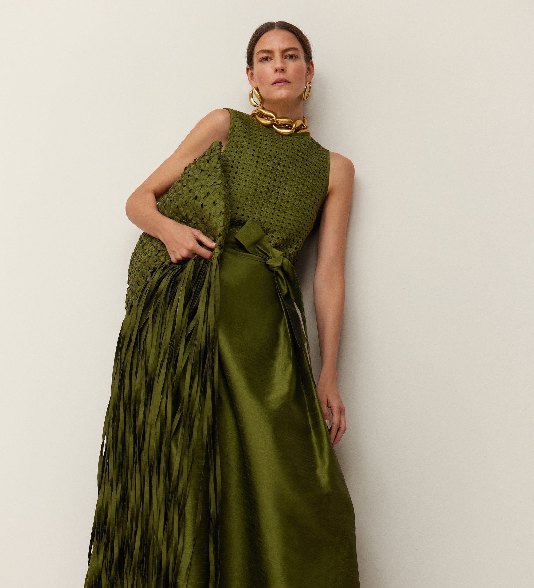 Top shantung trenzado