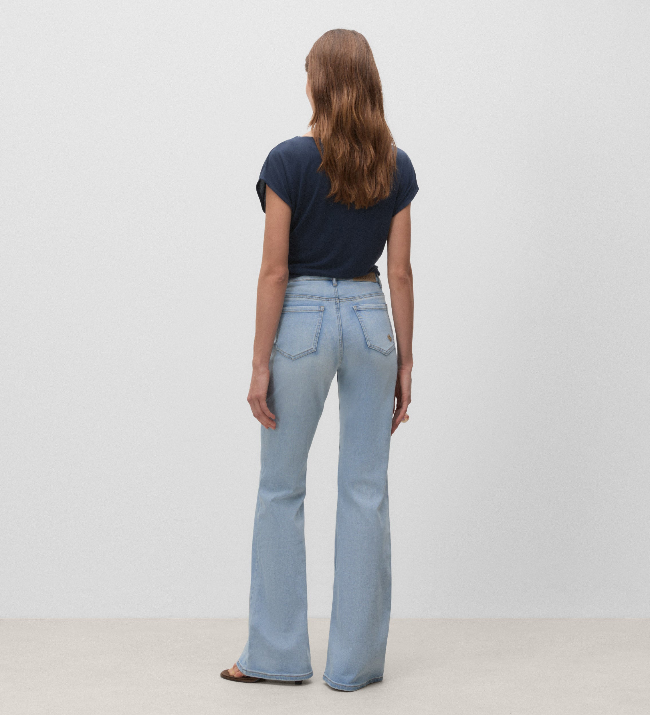 Denim pants with patch pockets