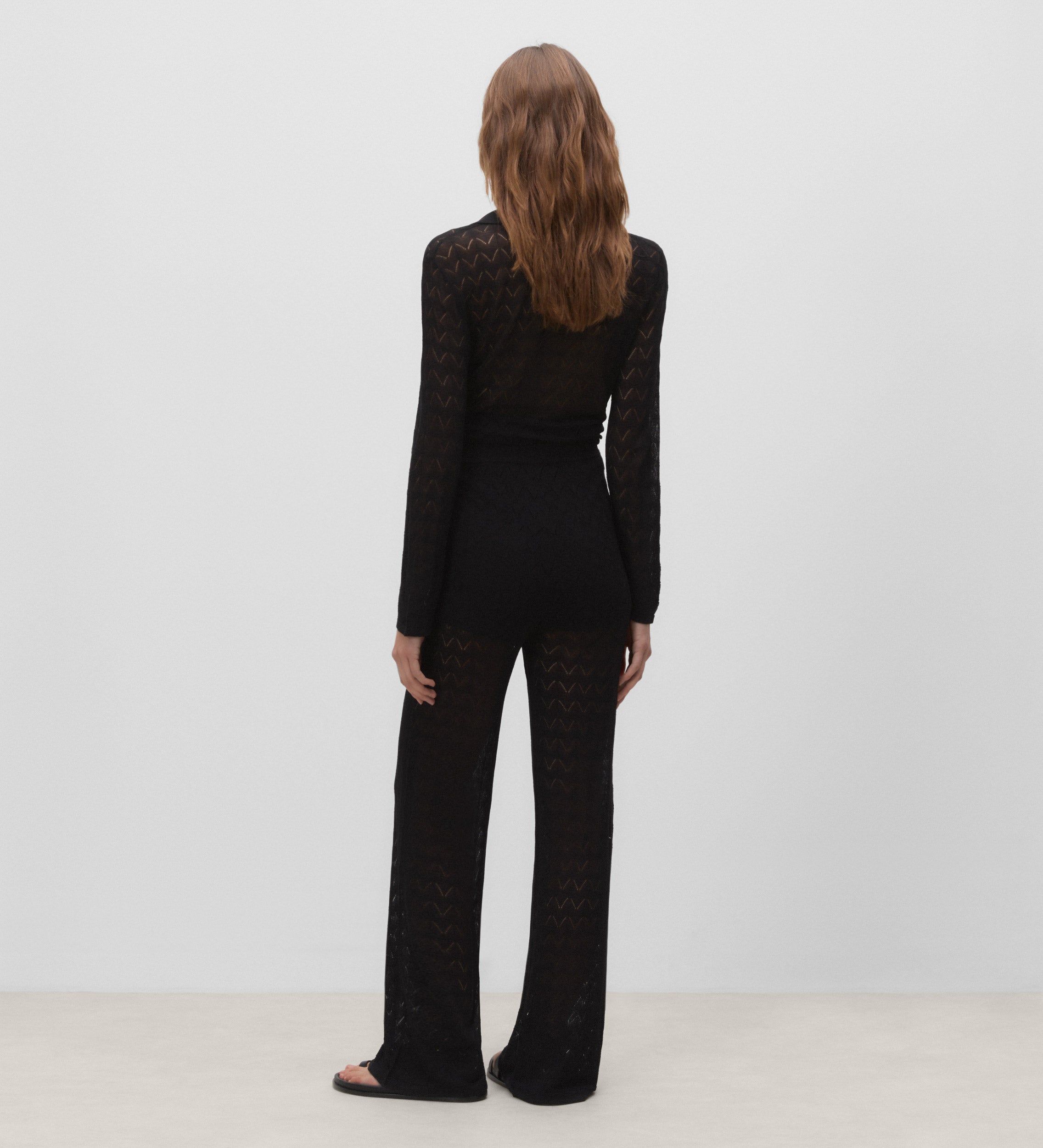 Openwork knit trousers
