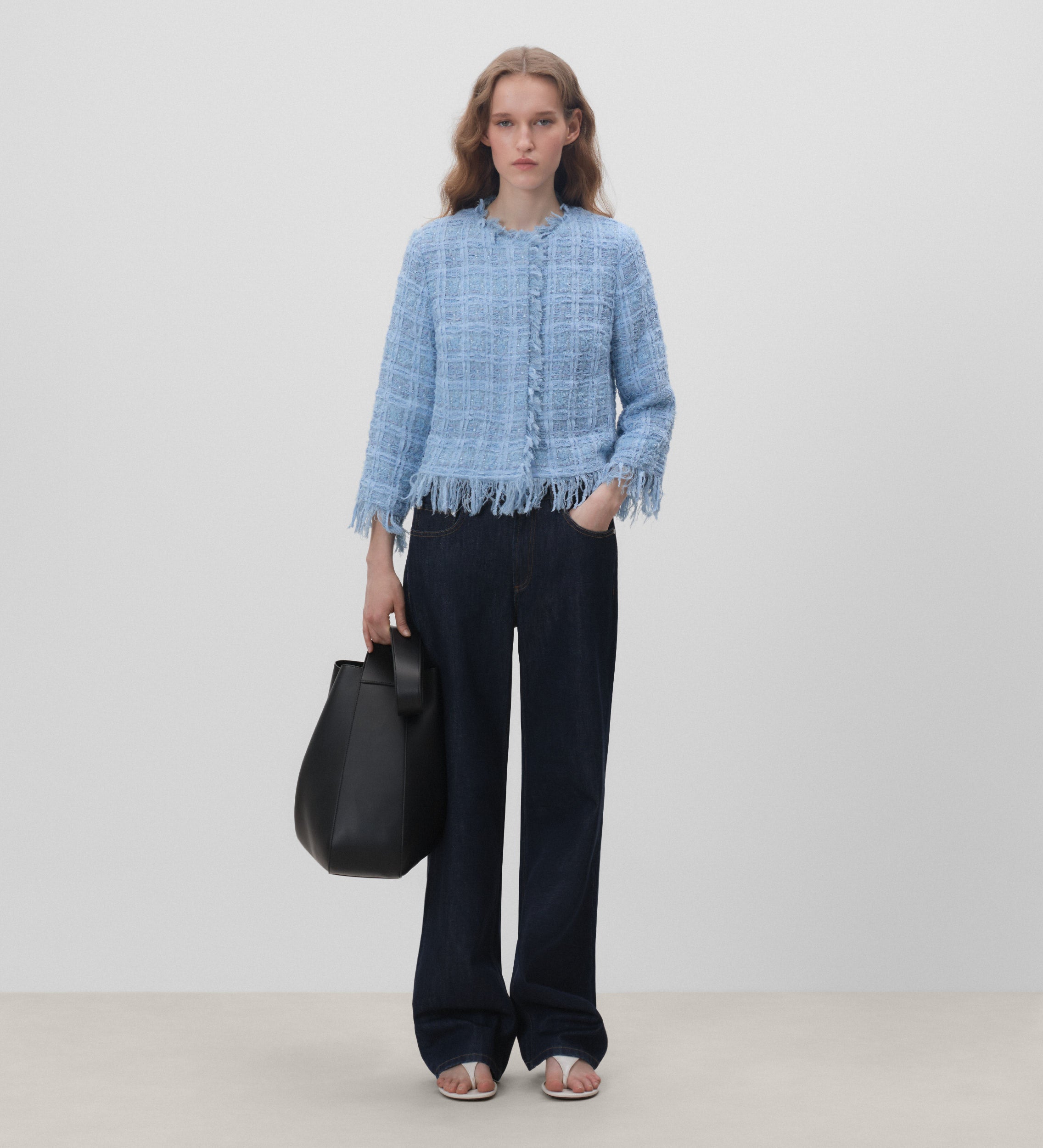 Chaqueta tweed flecos