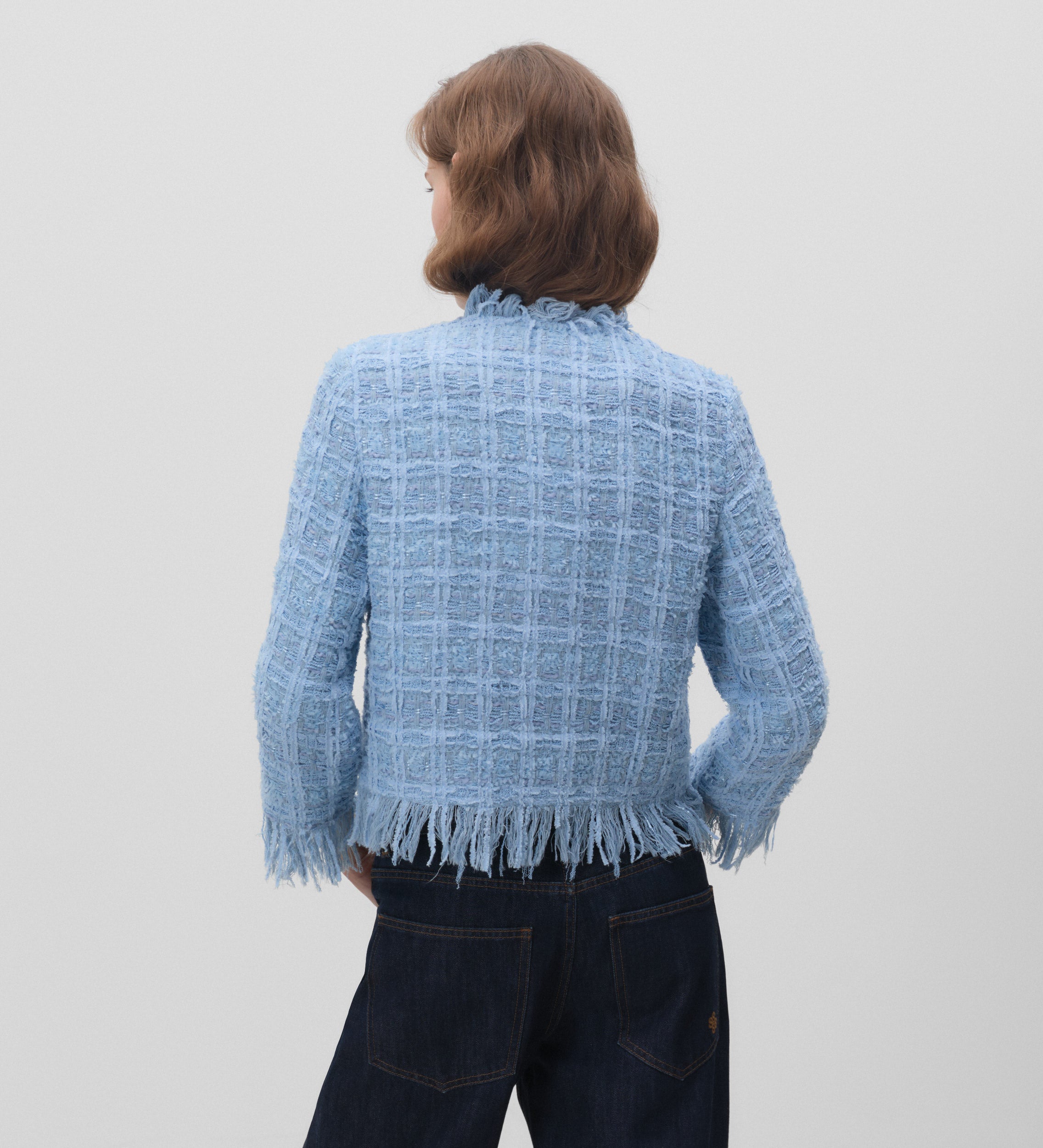 Chaqueta tweed flecos