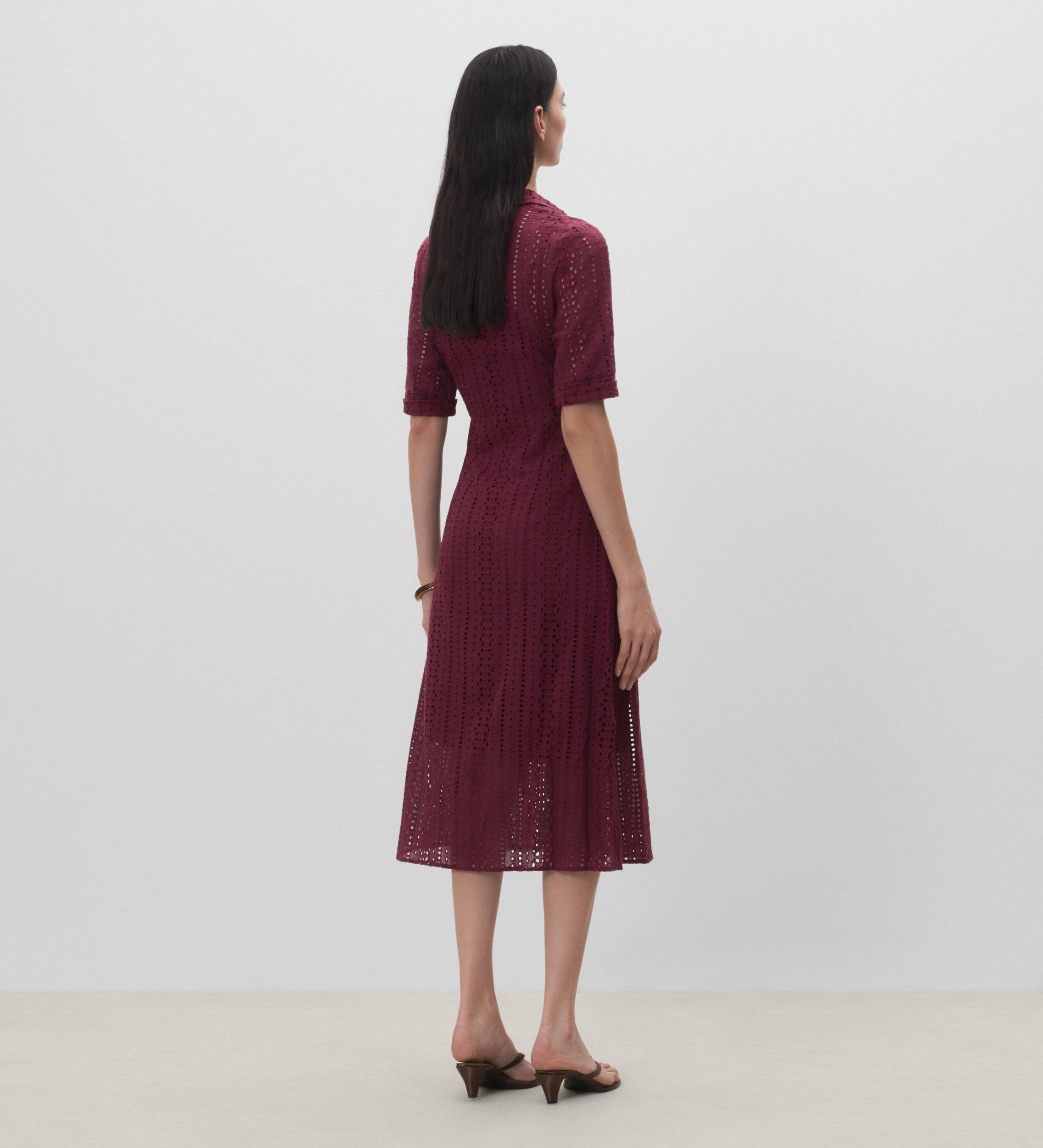 Embroidered cotton shirt dress