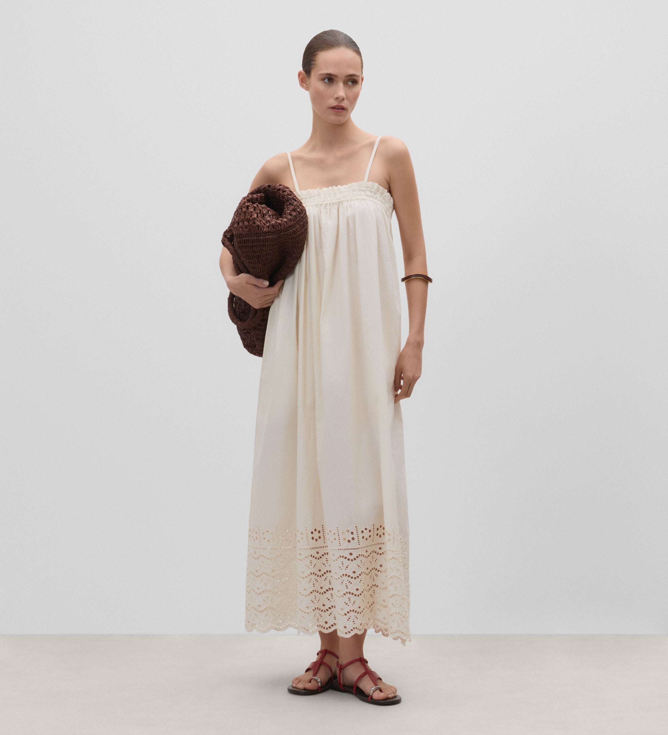 Embroidered strapless dress