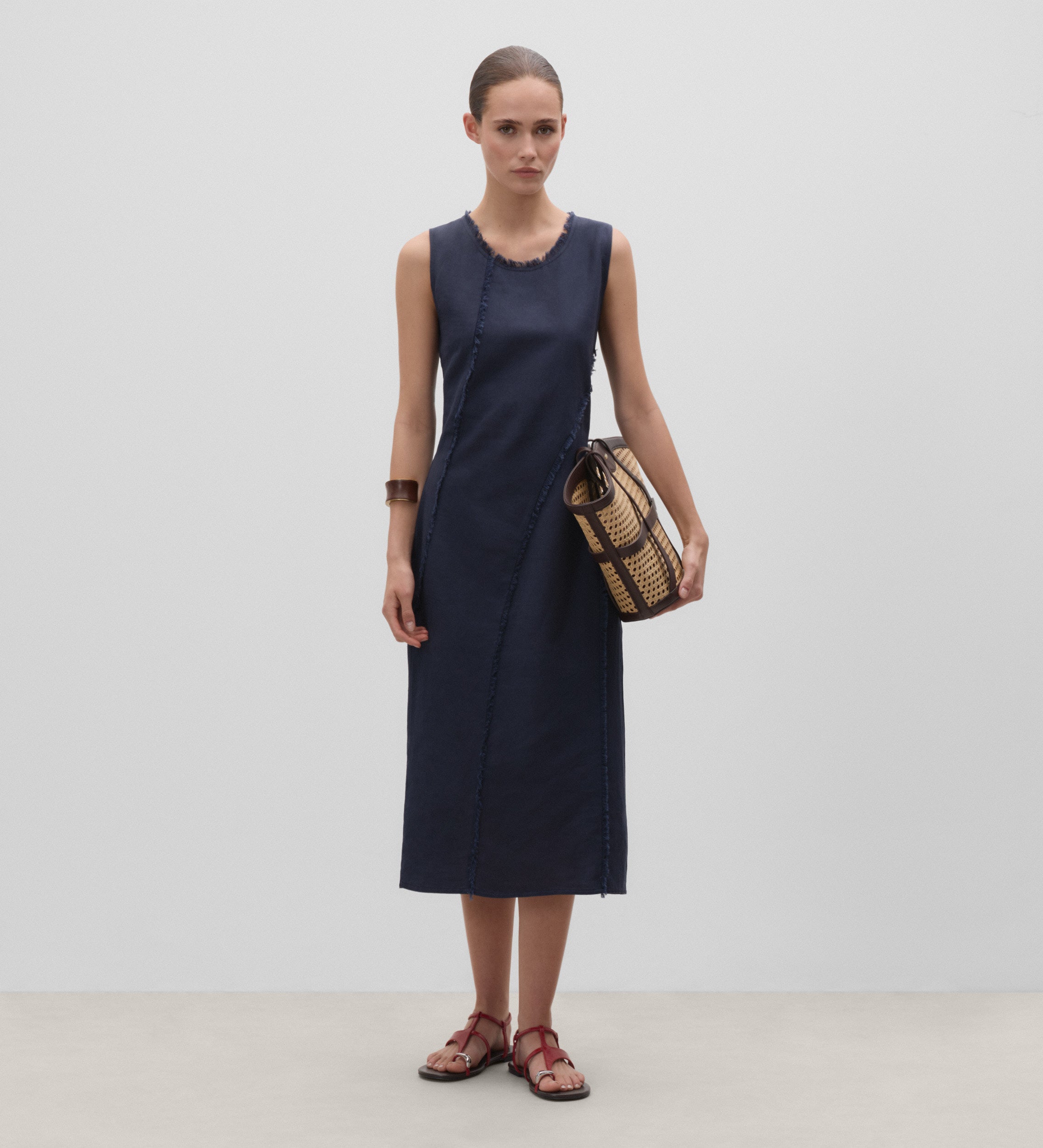 Robe midi effilochée