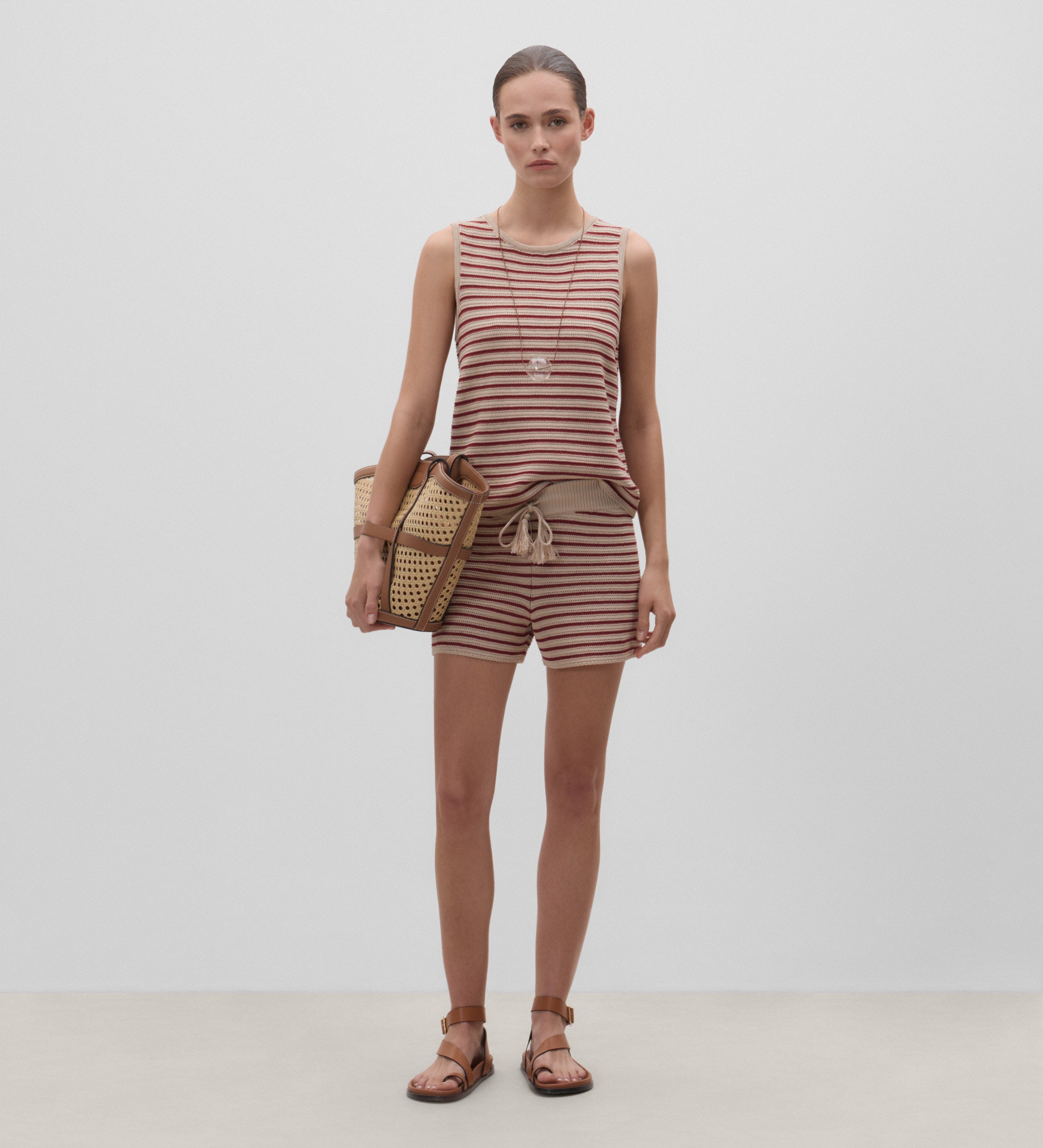 Striped tricot shorts