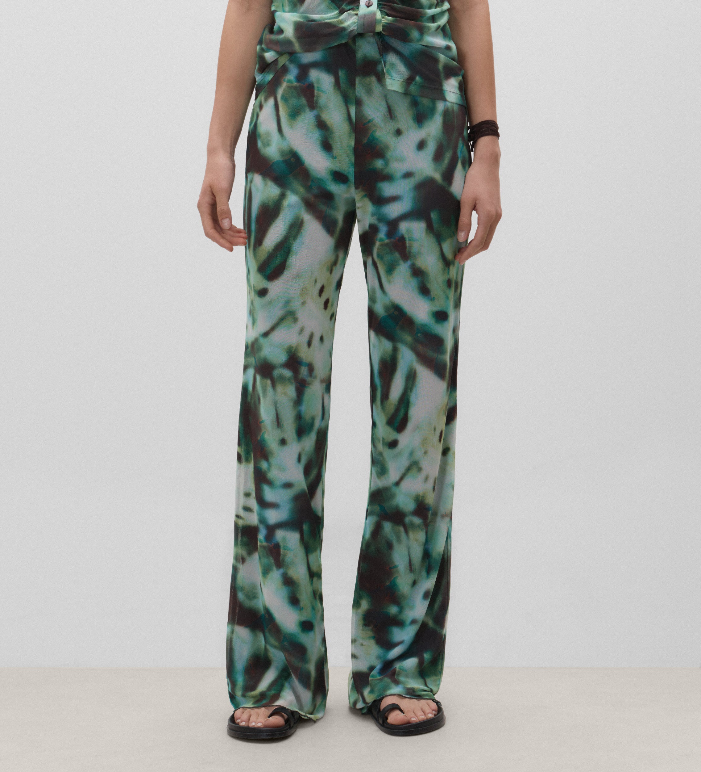 Printed tulle pants