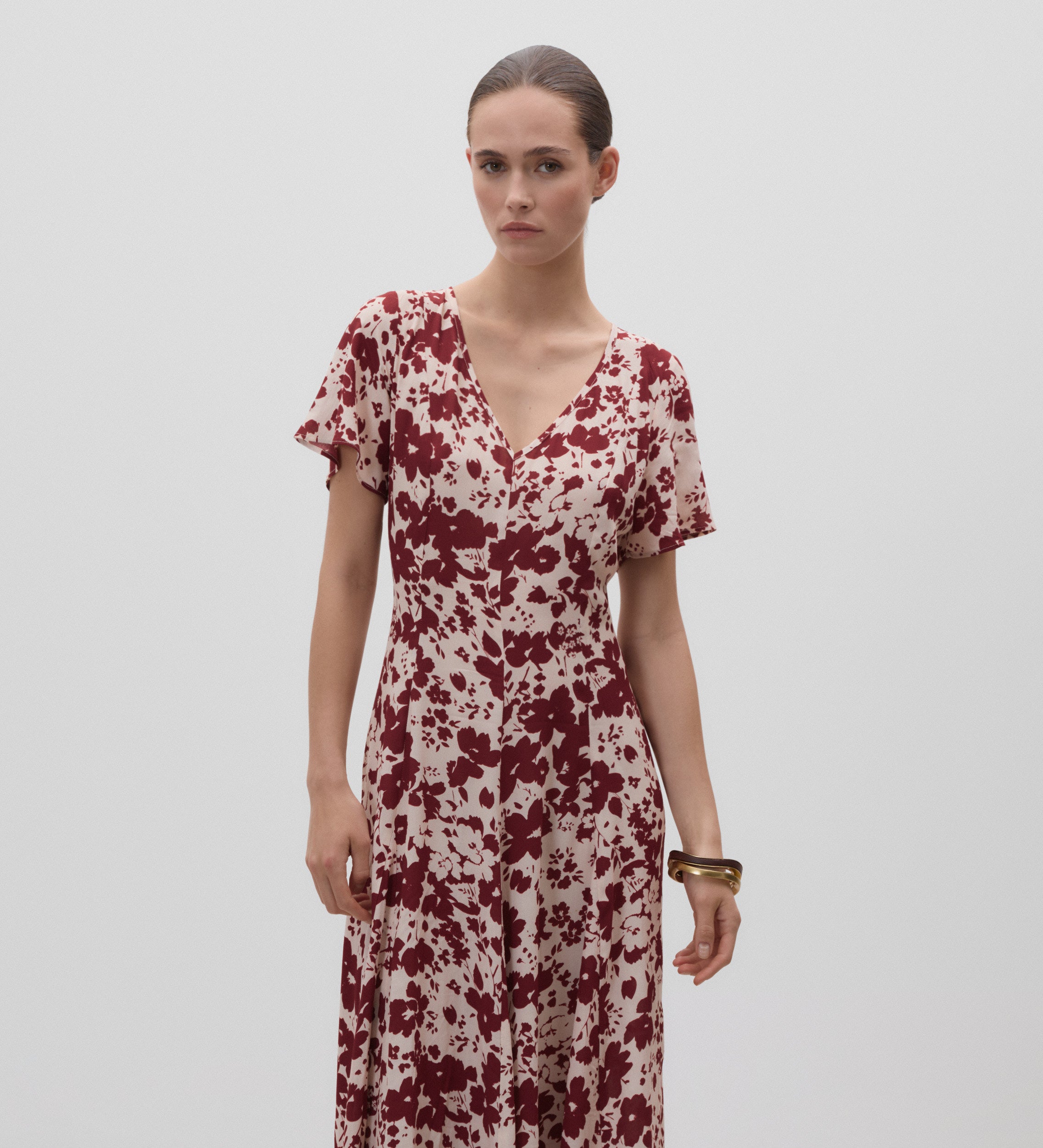 Vestido estampado pico
