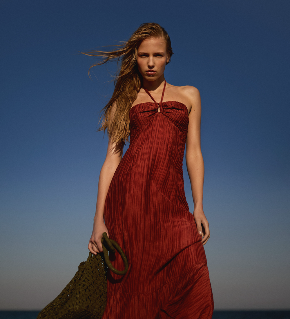 Vestido largo tipo halter