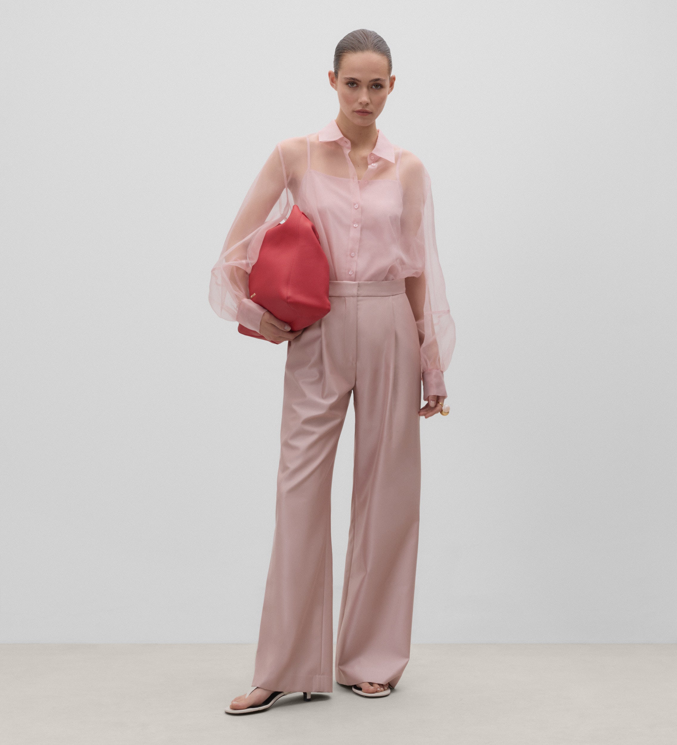 Long-sleeved organza blouse