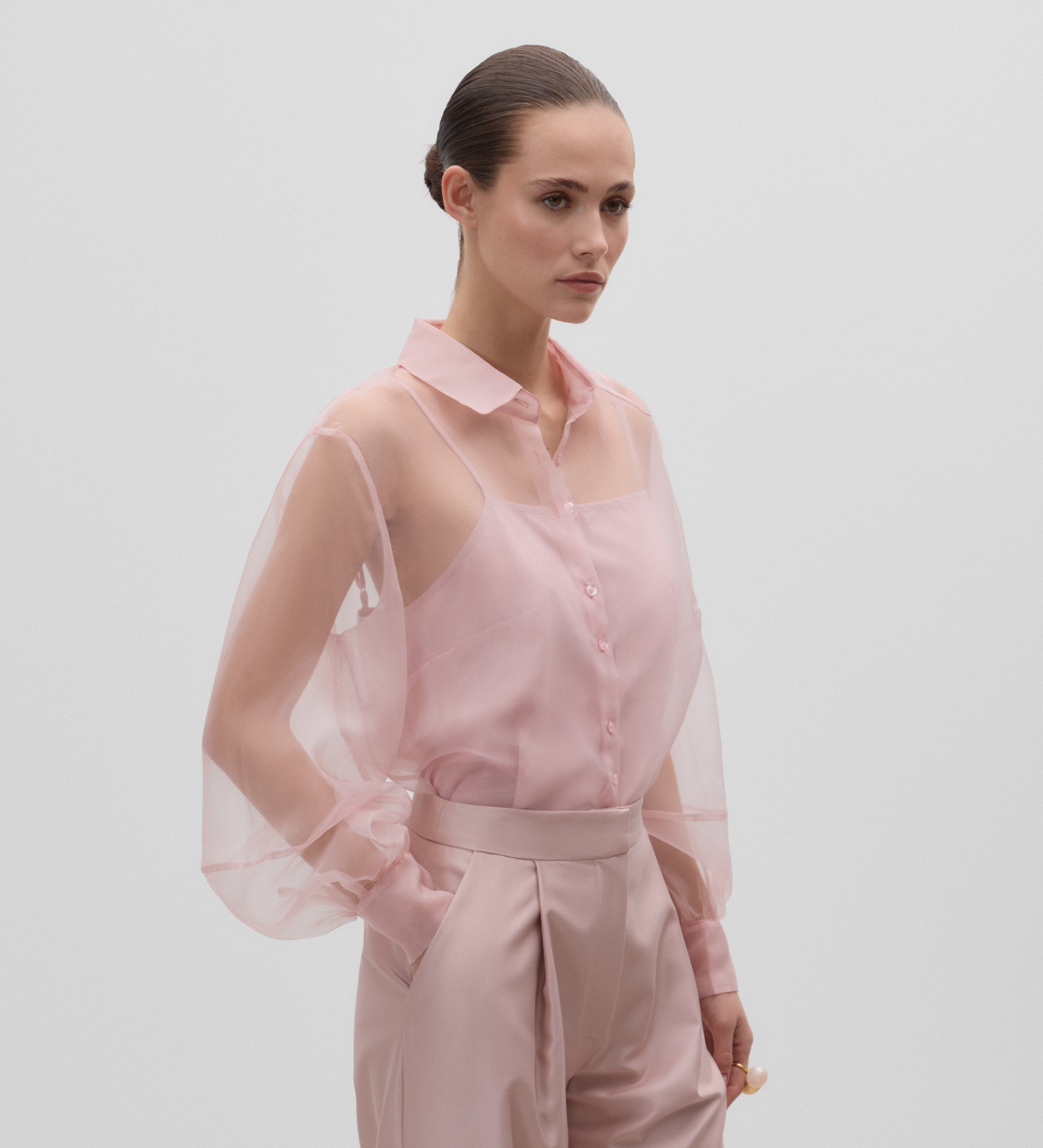 Long-sleeved organza blouse