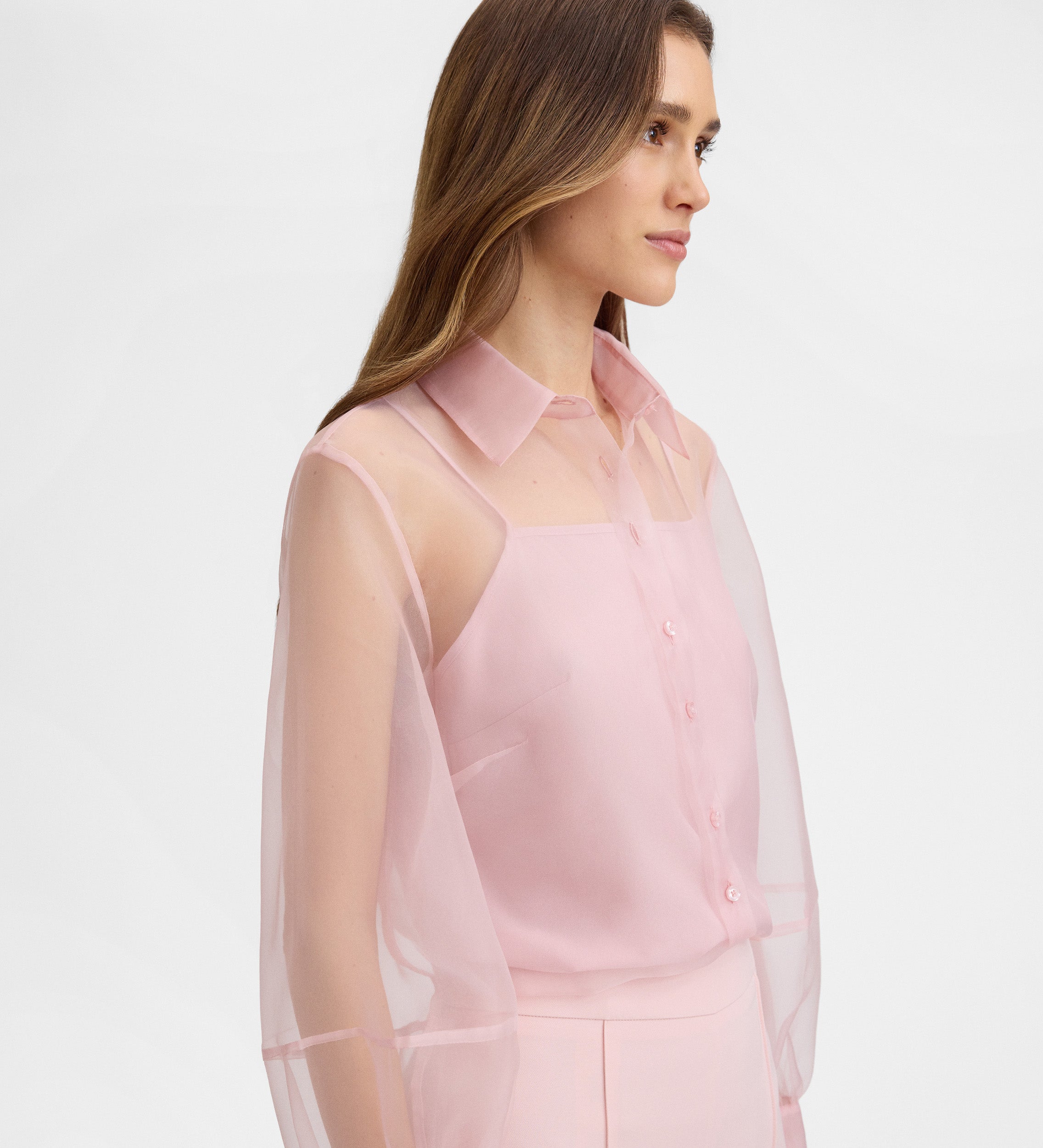 Chemisier en organza à manches longues