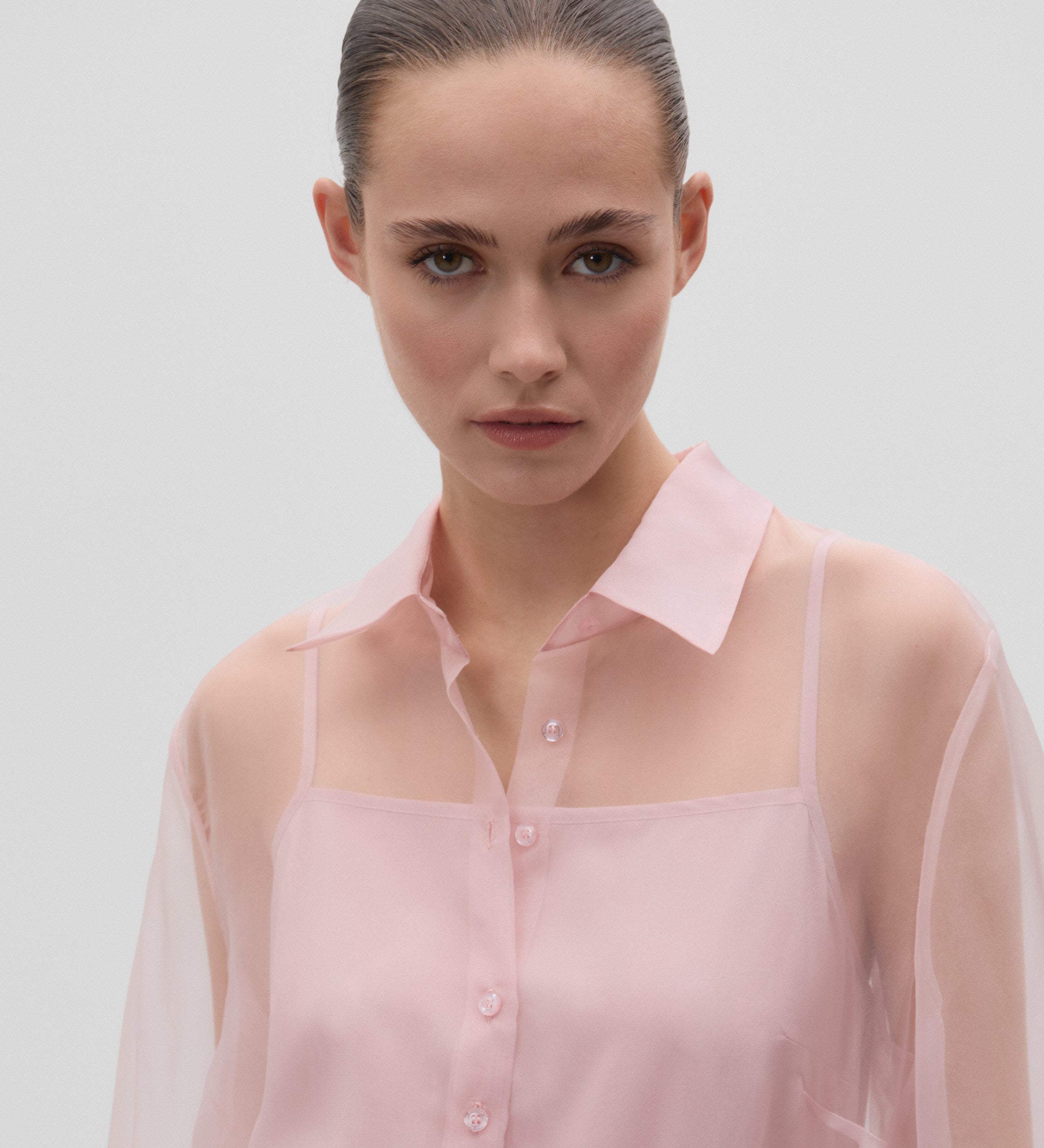 Long-sleeved organza blouse