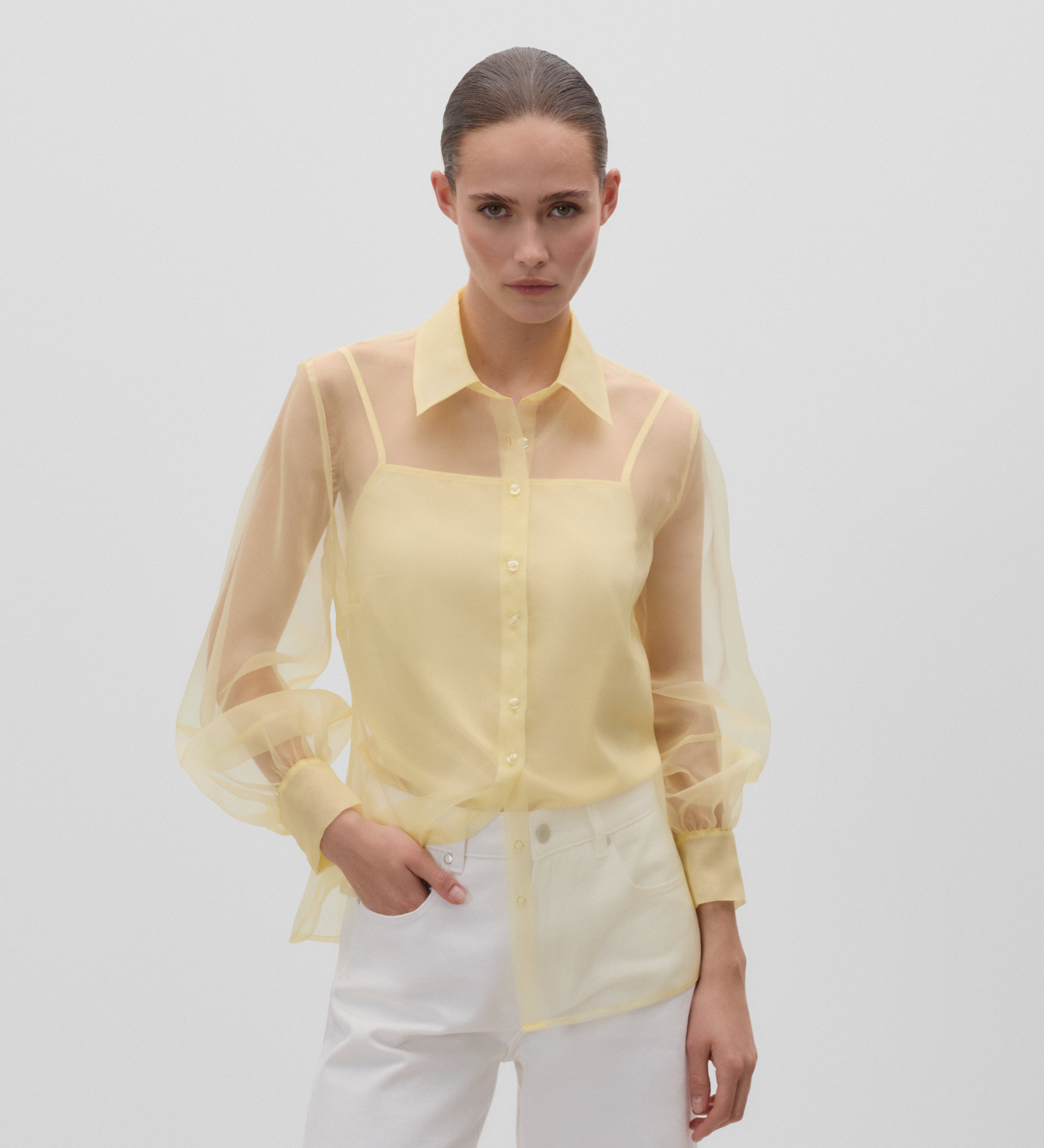 Long-sleeved organza blouse
