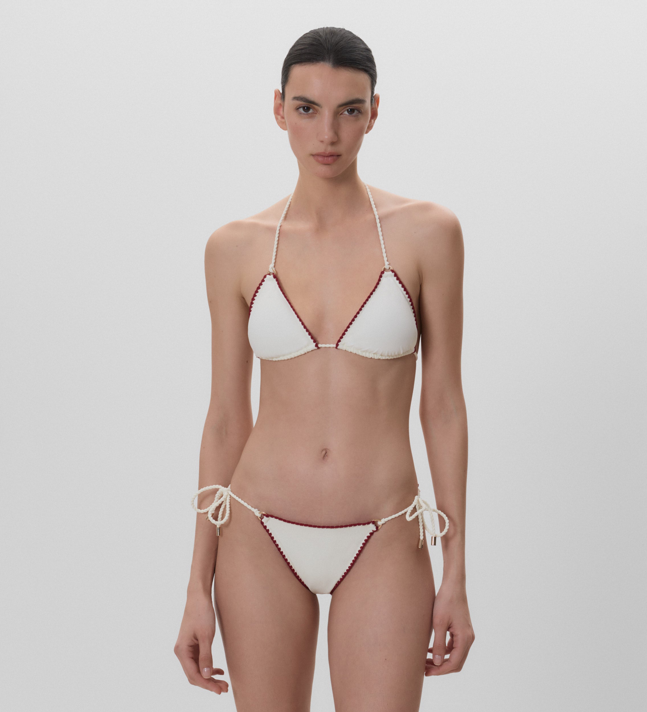 Top de bikini pespunte decorativo