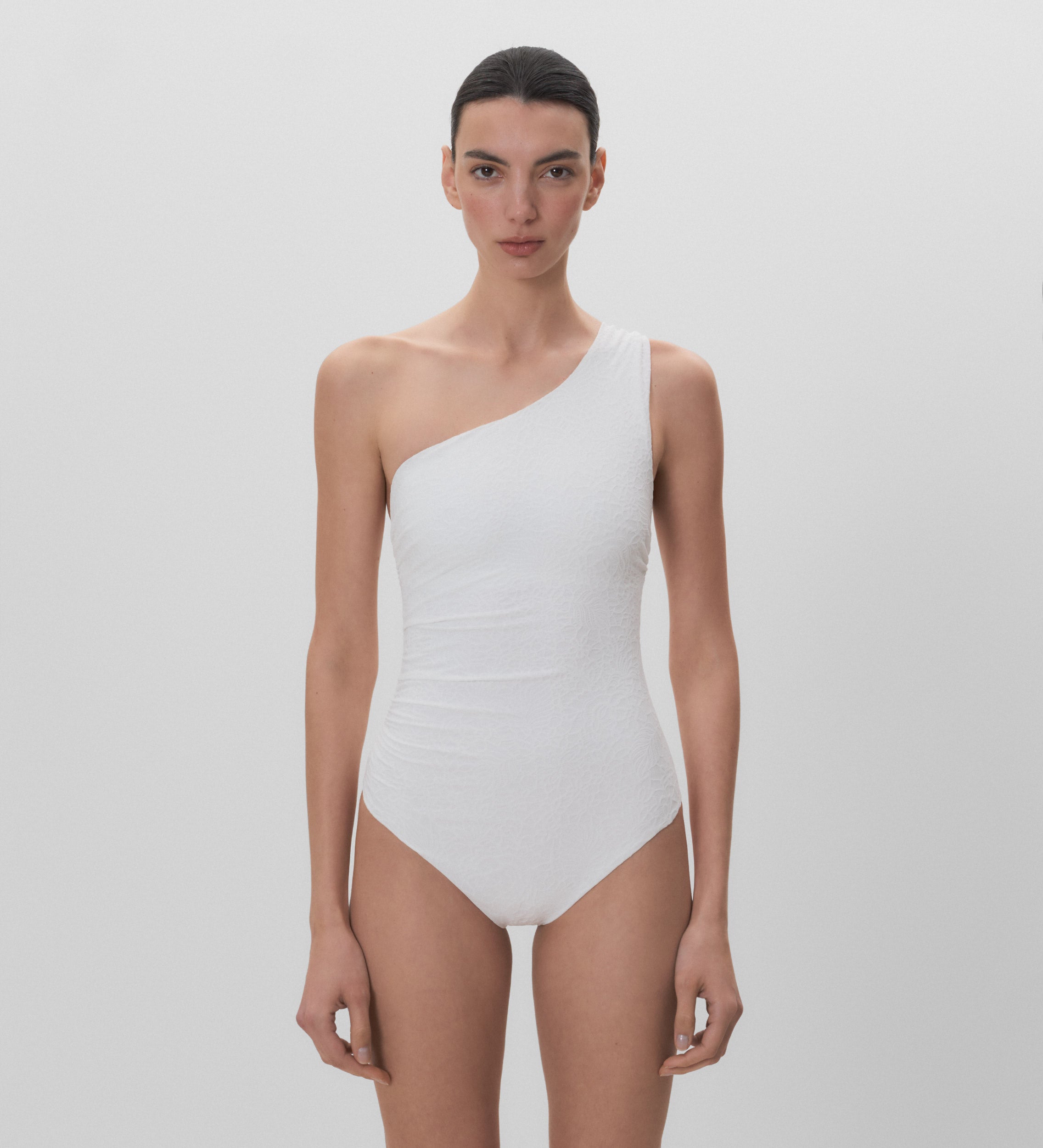 Asymmetrical neckline swimsuit