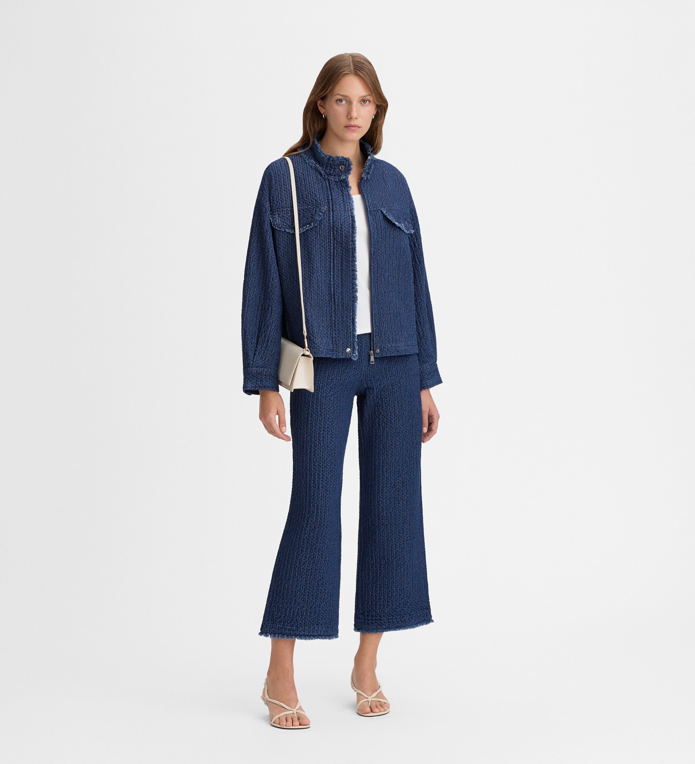 Textured denim jacket