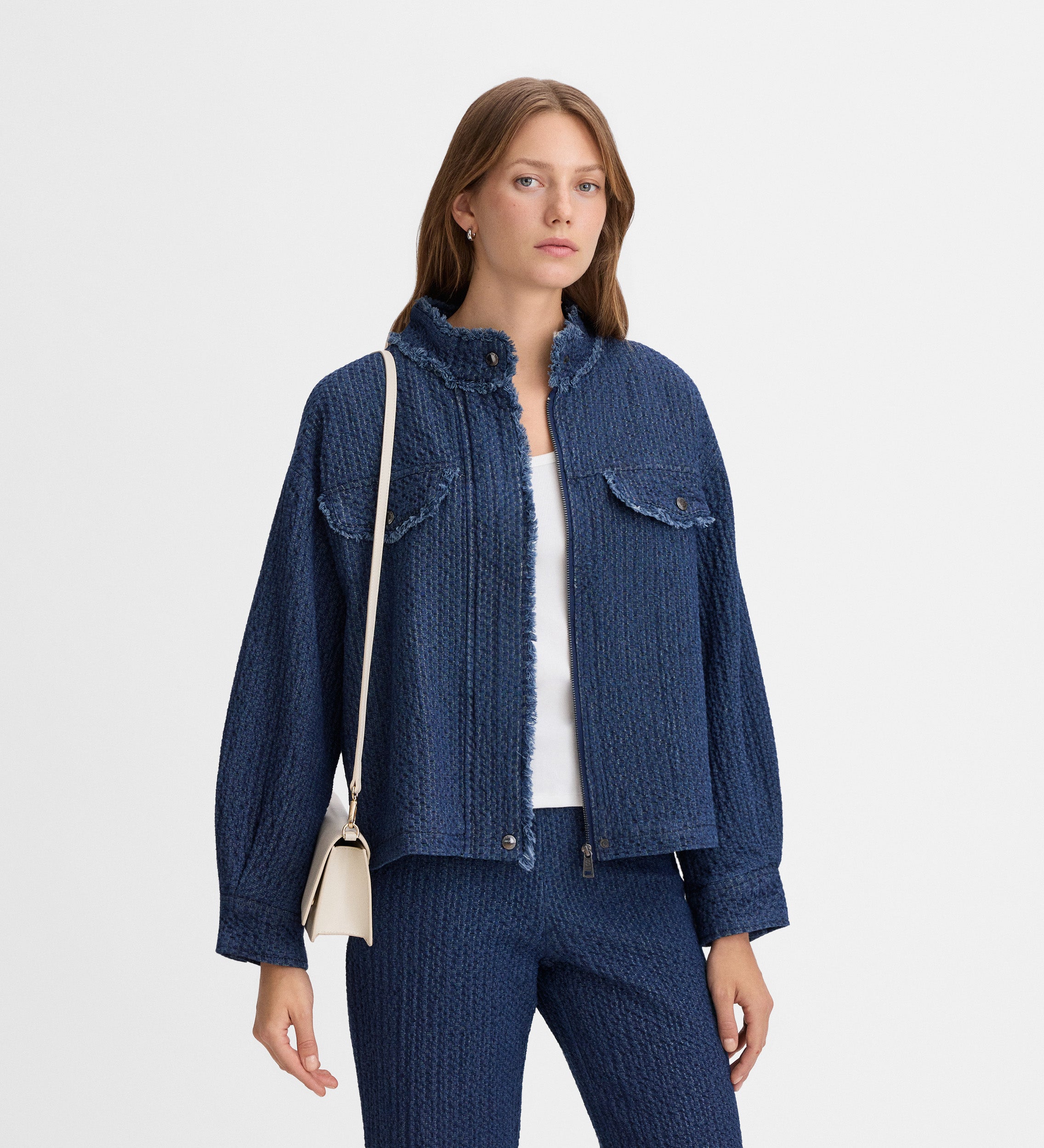 Textured denim jacket