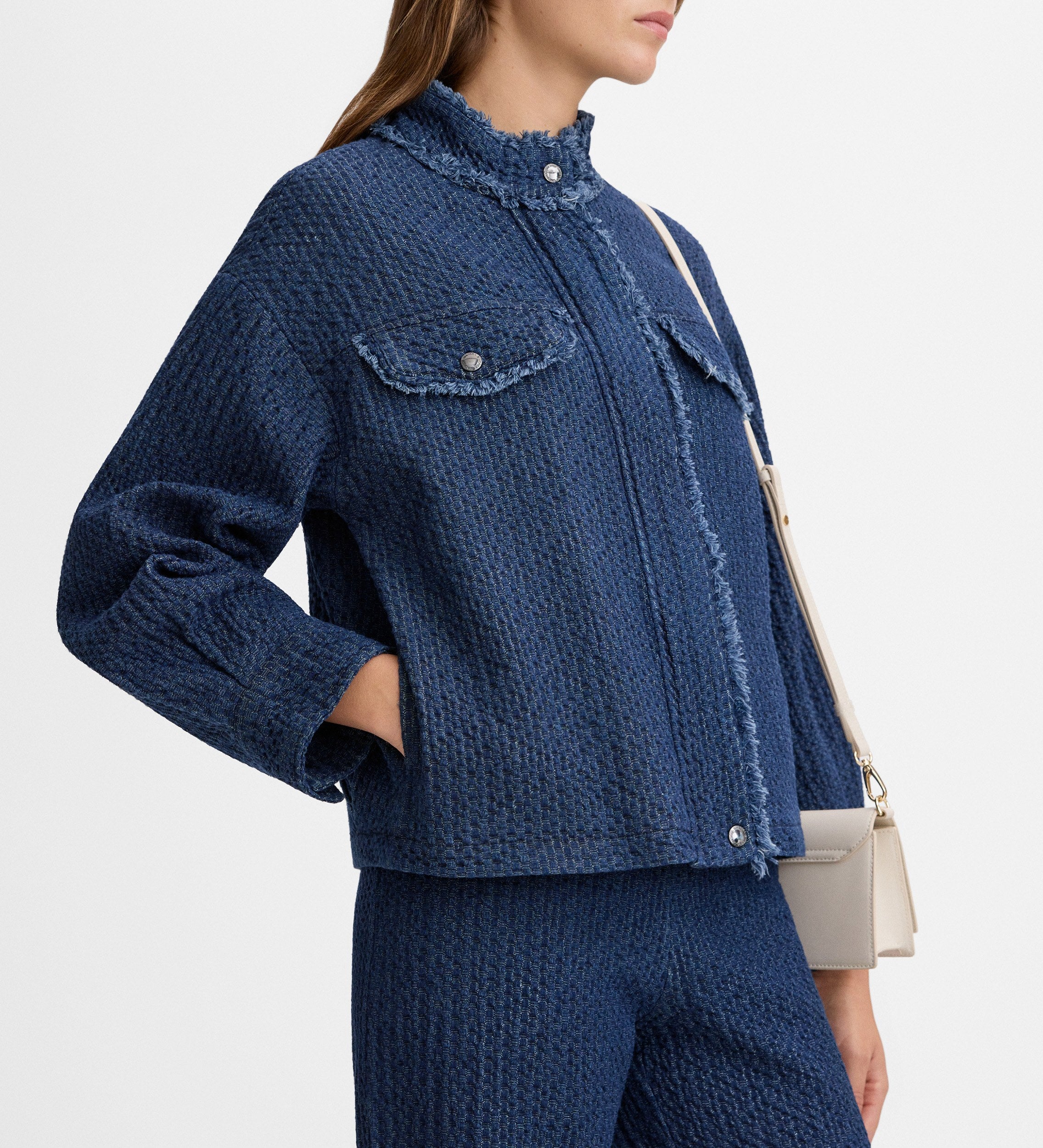 Textured denim jacket