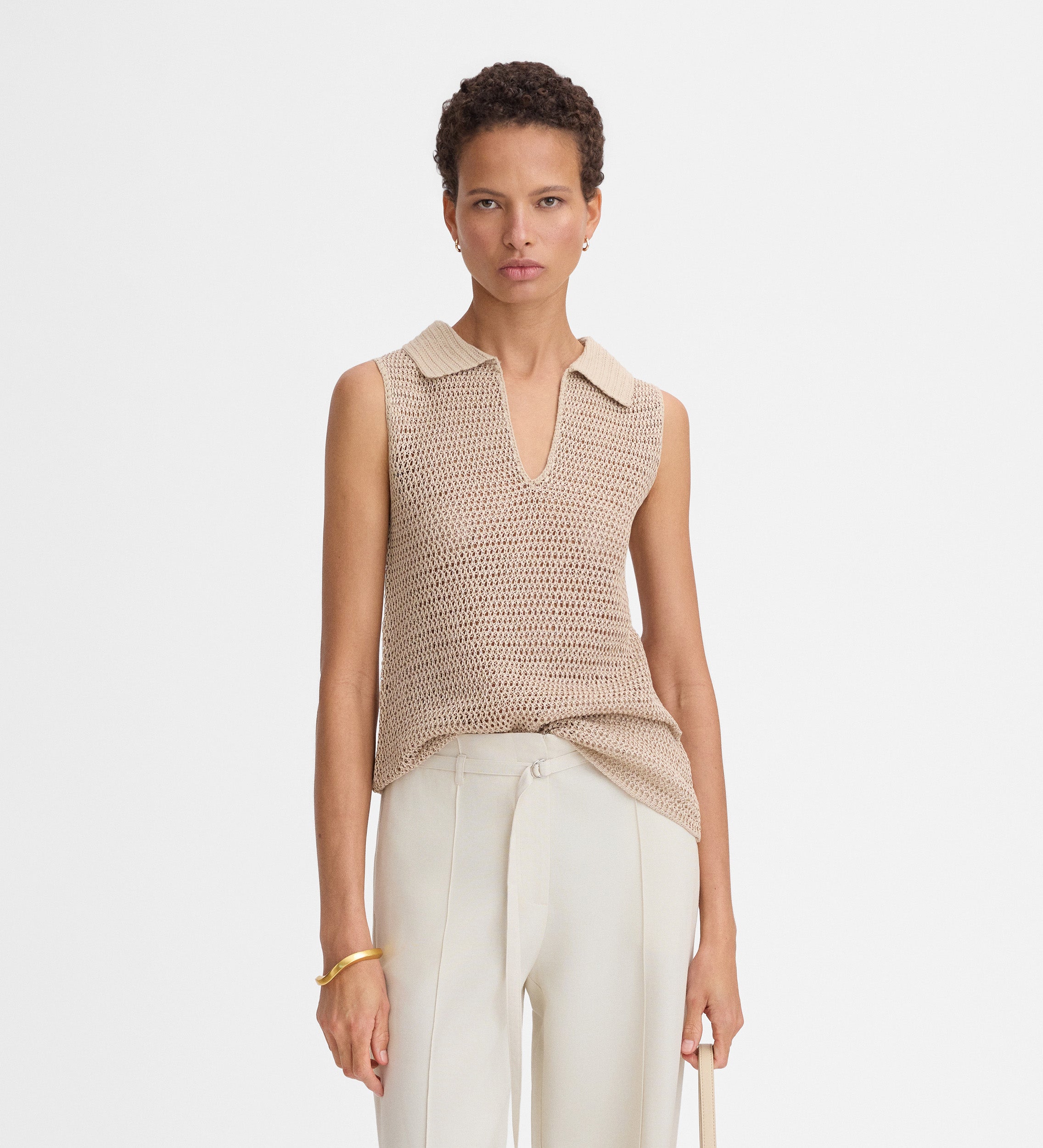 Top punto cuello polo