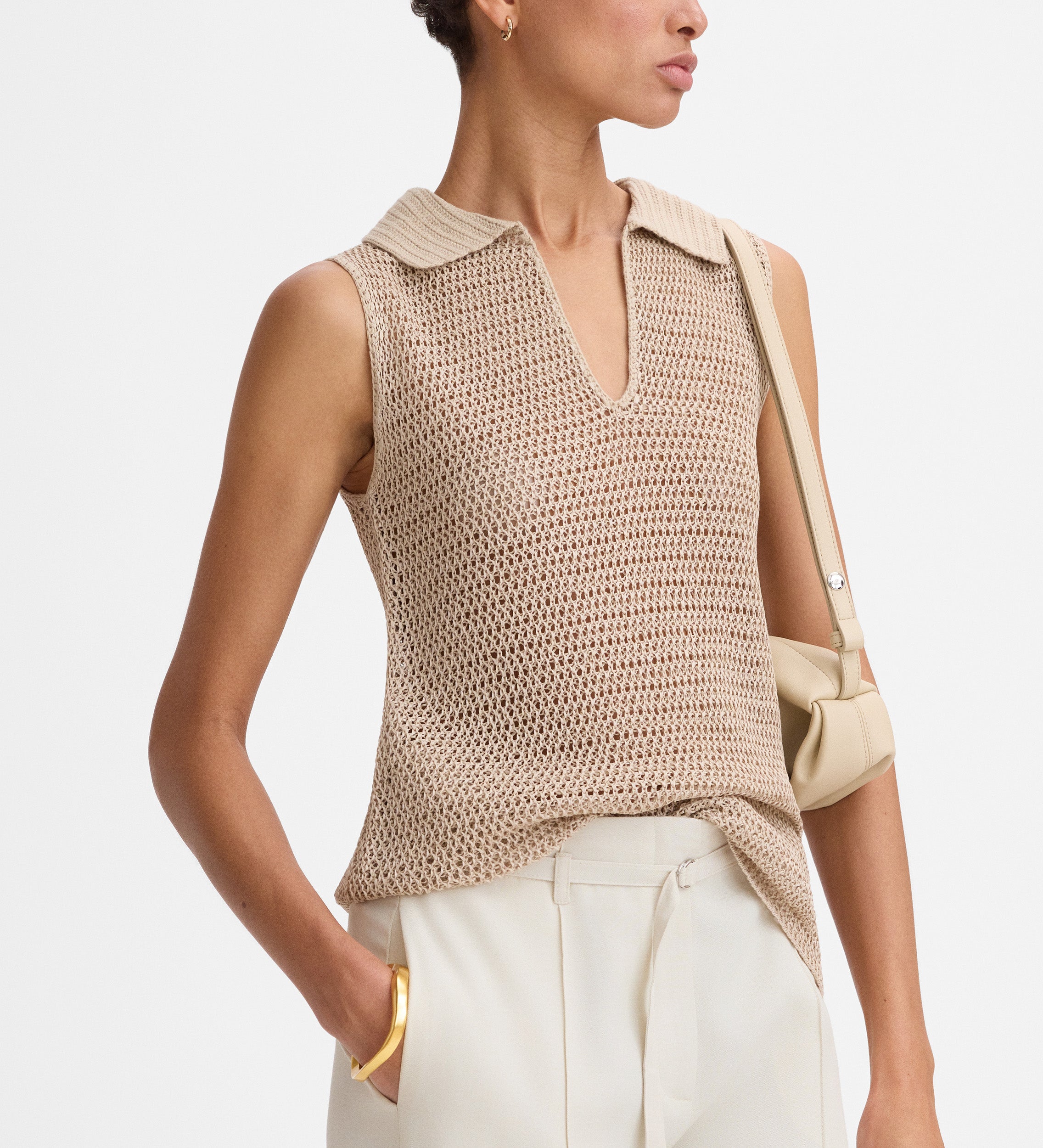 Top punto cuello polo