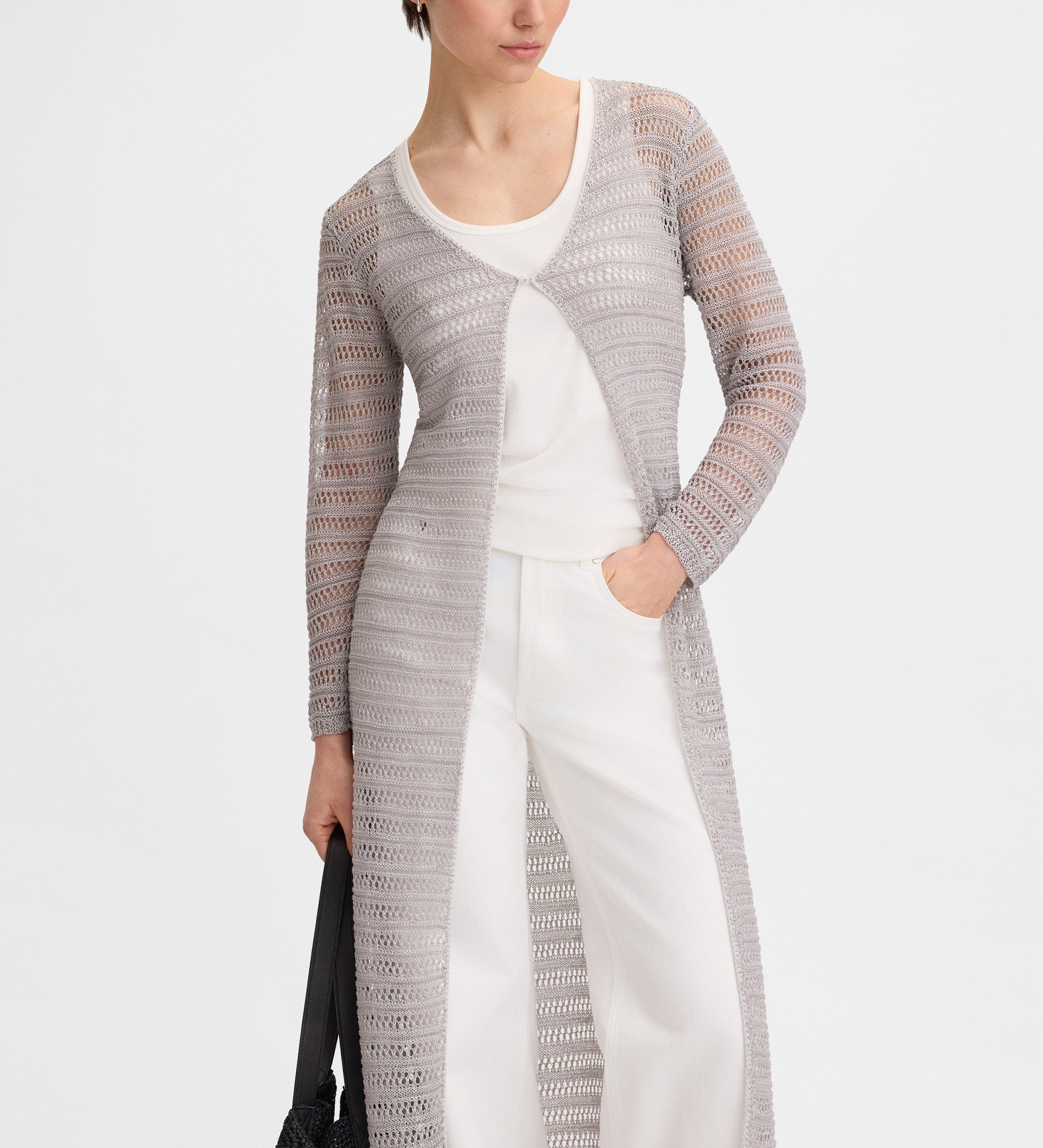 Long openwork cardigan