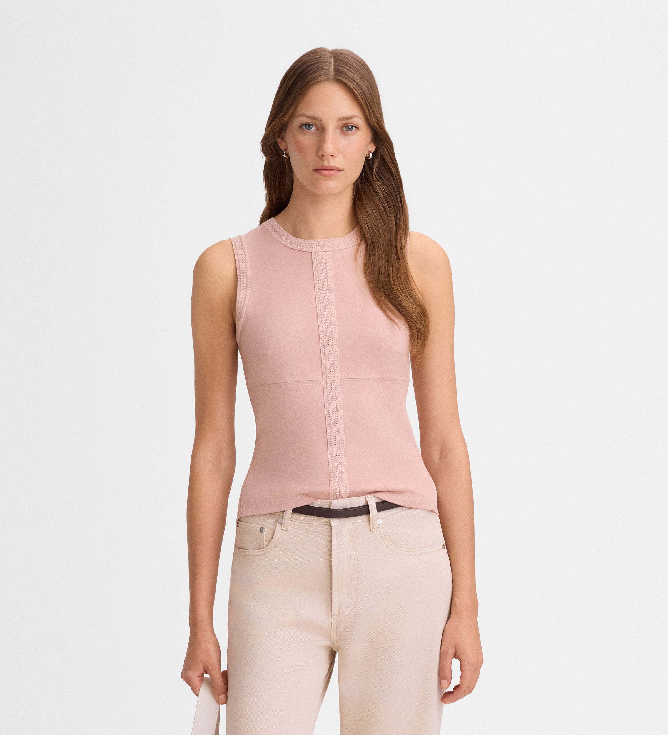 Two-material suede top