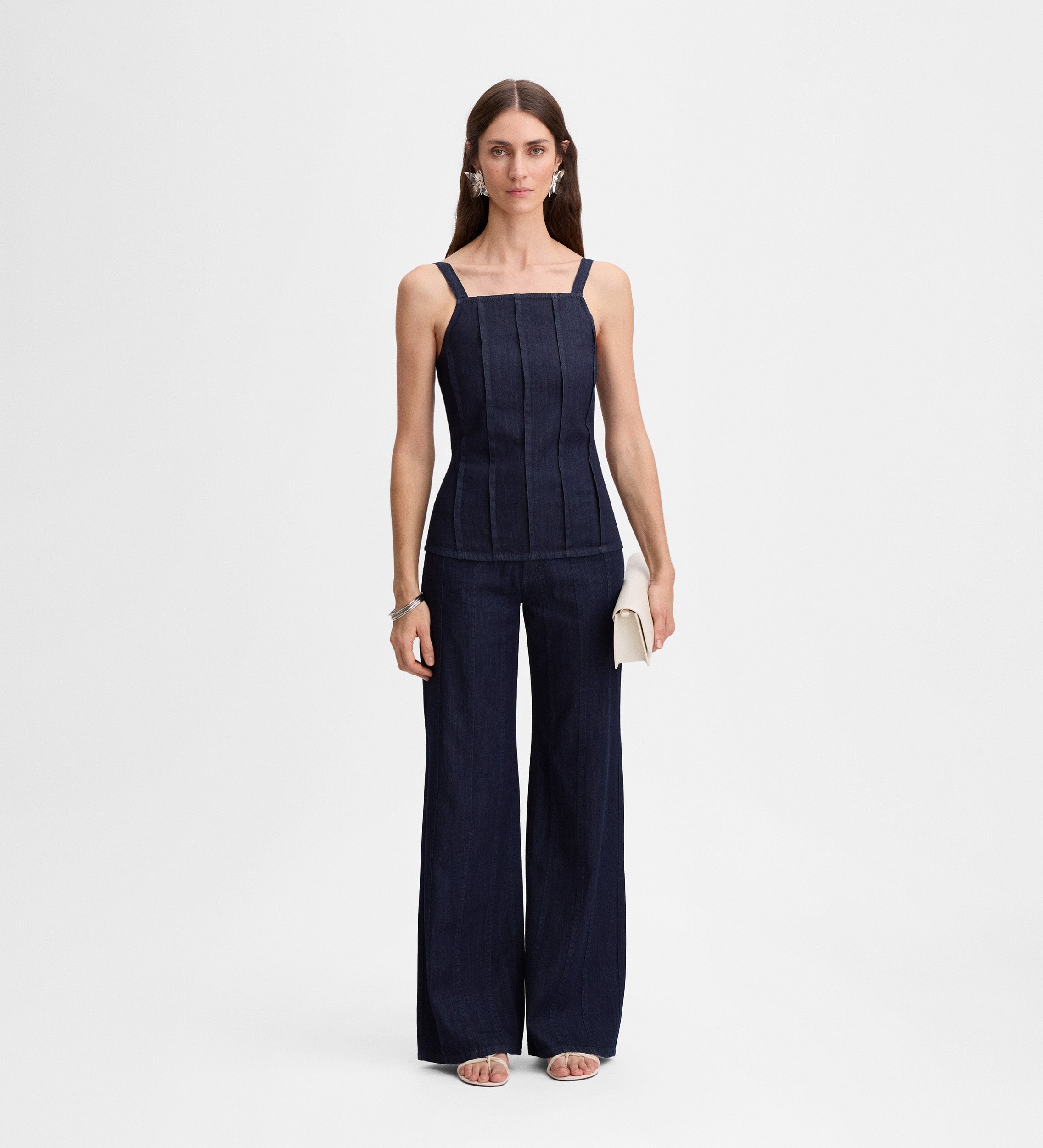 Denim pants topstitching detail