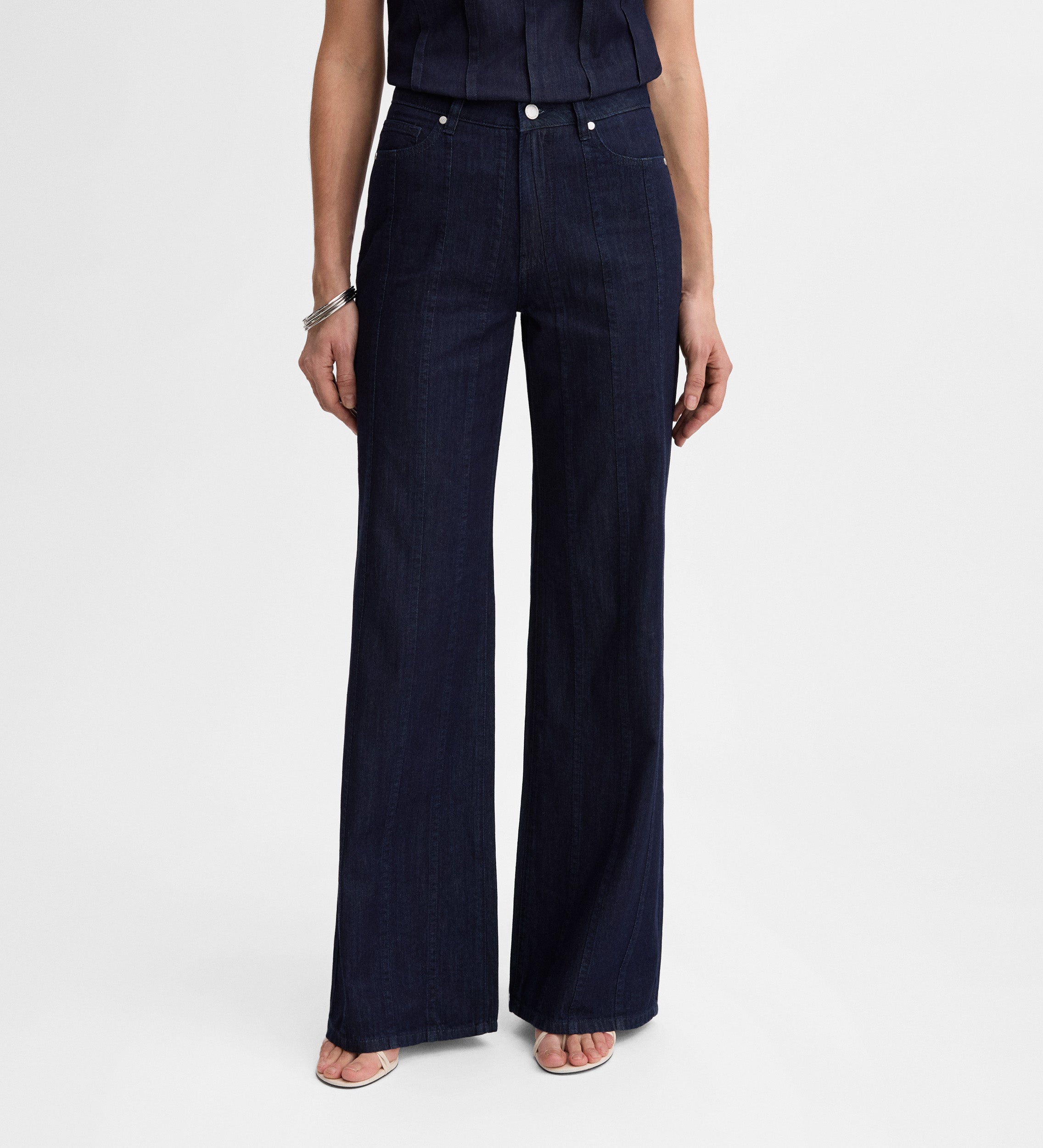 Denim pants topstitching detail