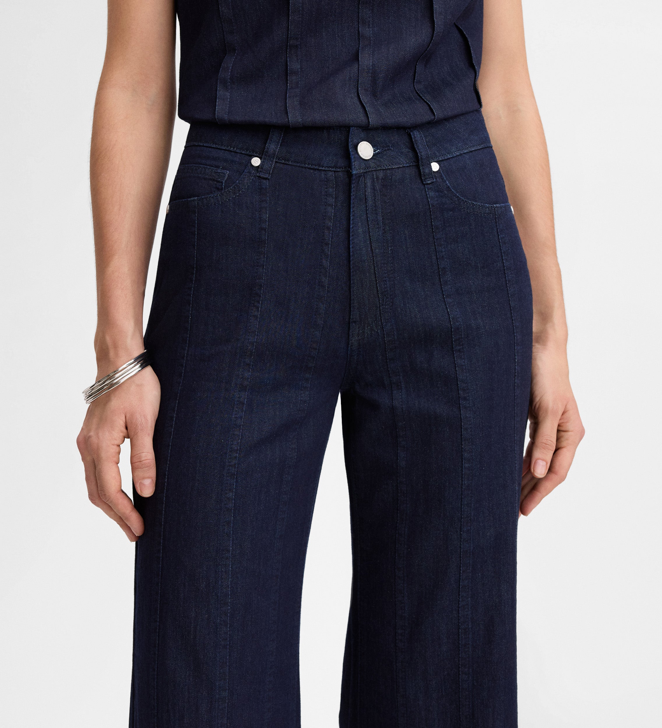 Denim pants topstitching detail