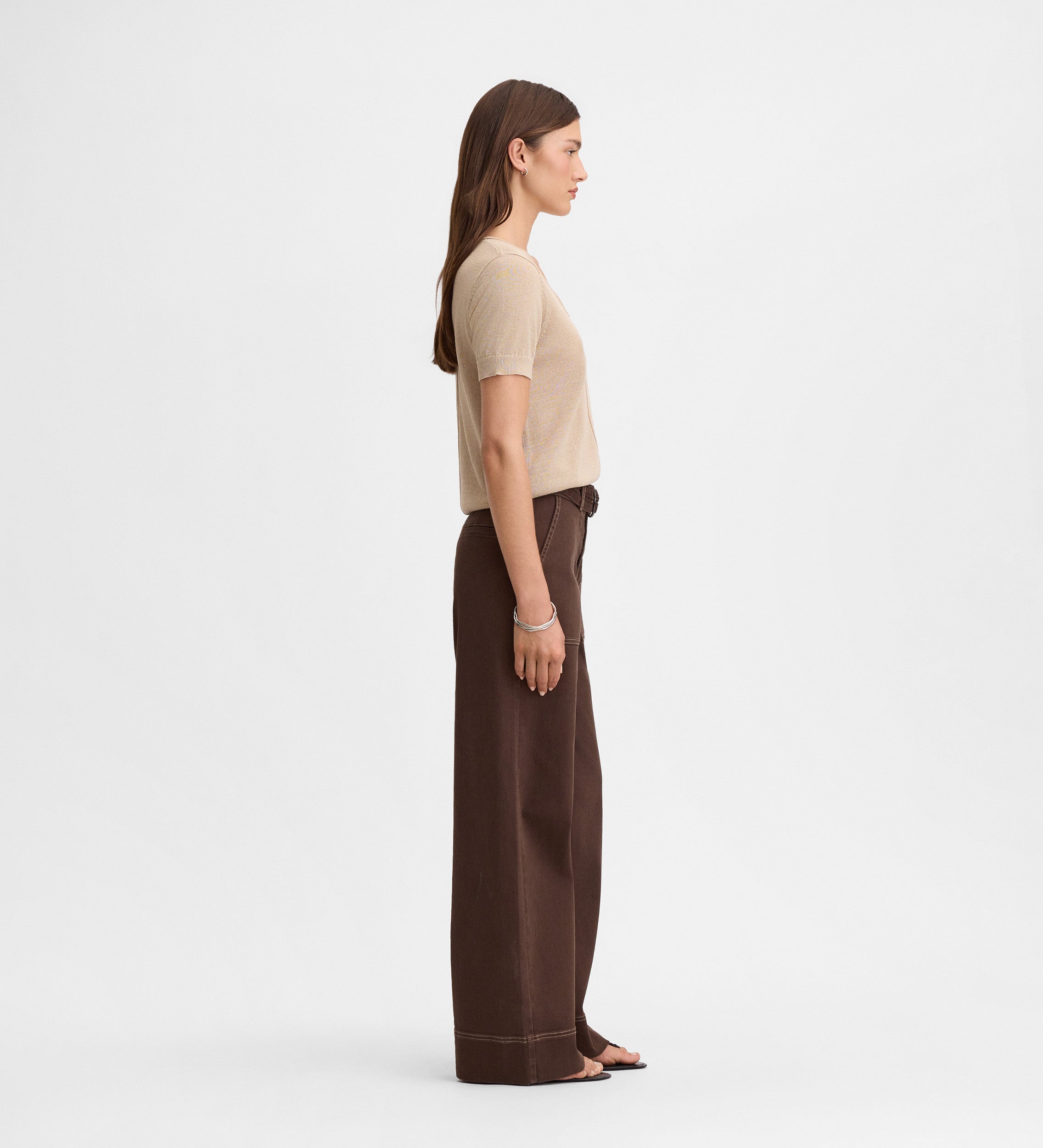 Denim pants with stitching