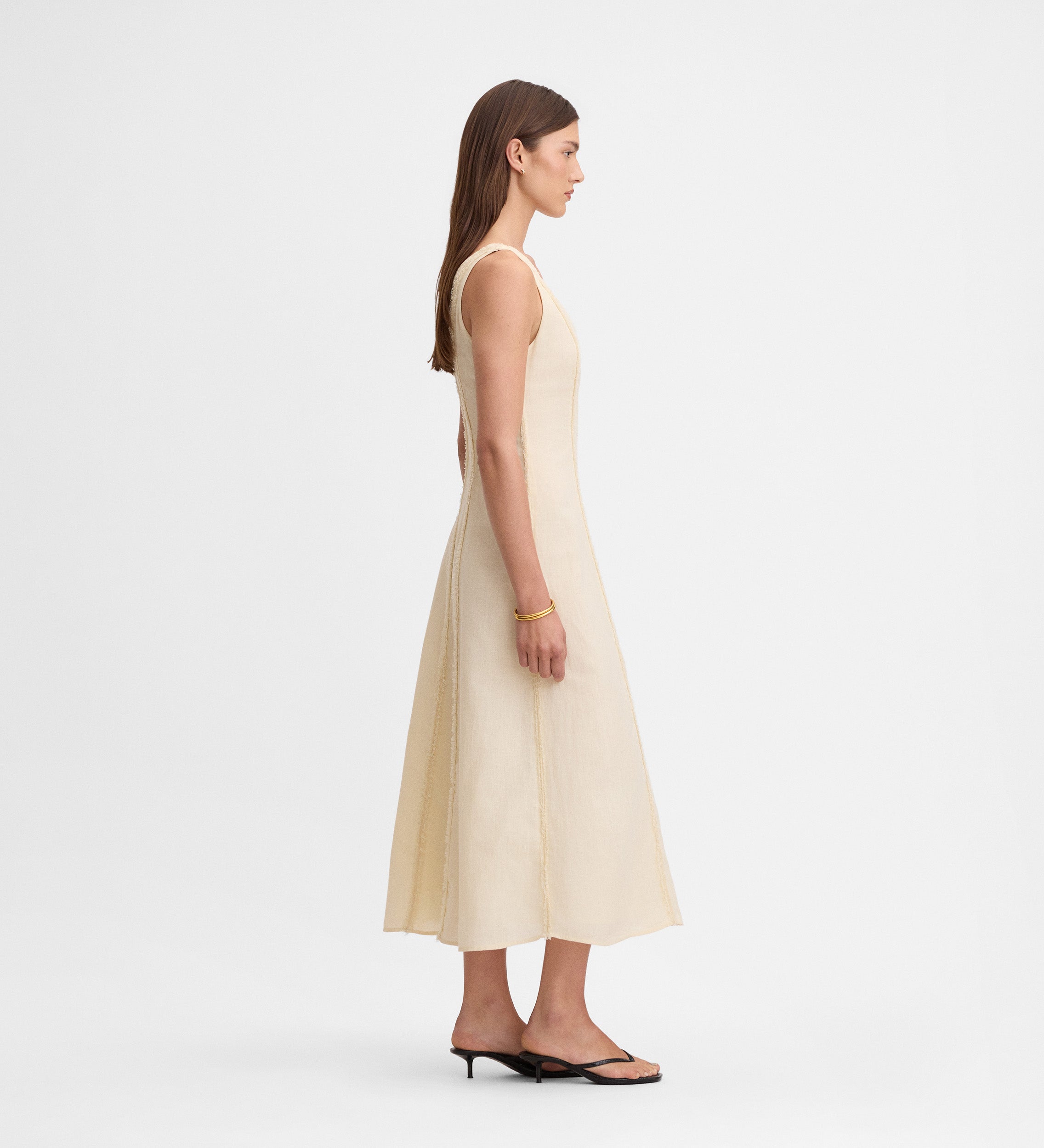 Frayed detail dress