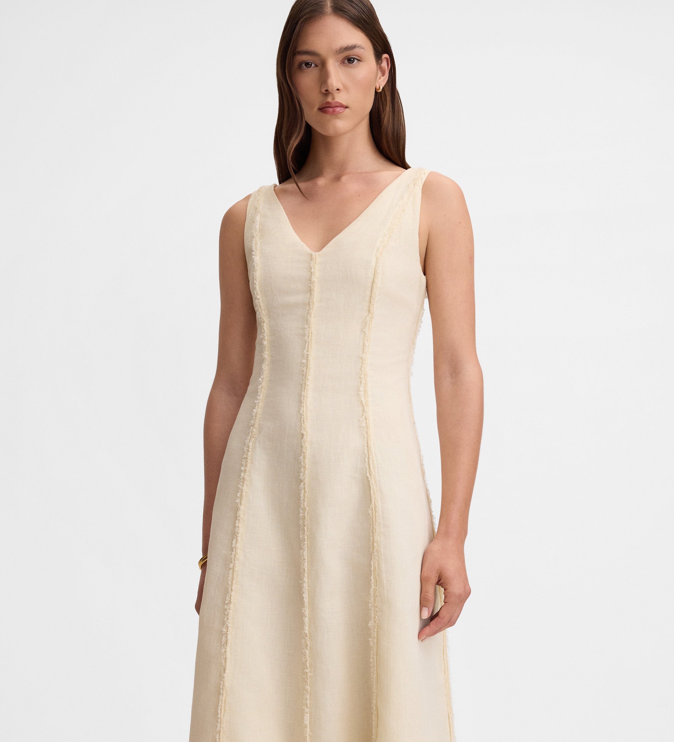 Frayed detail dress