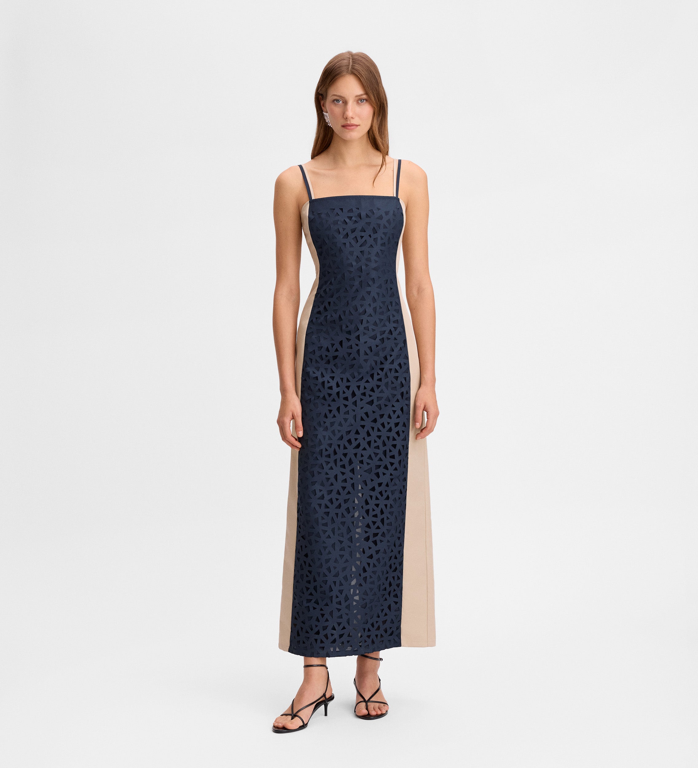 Robe bicolore découpée laser