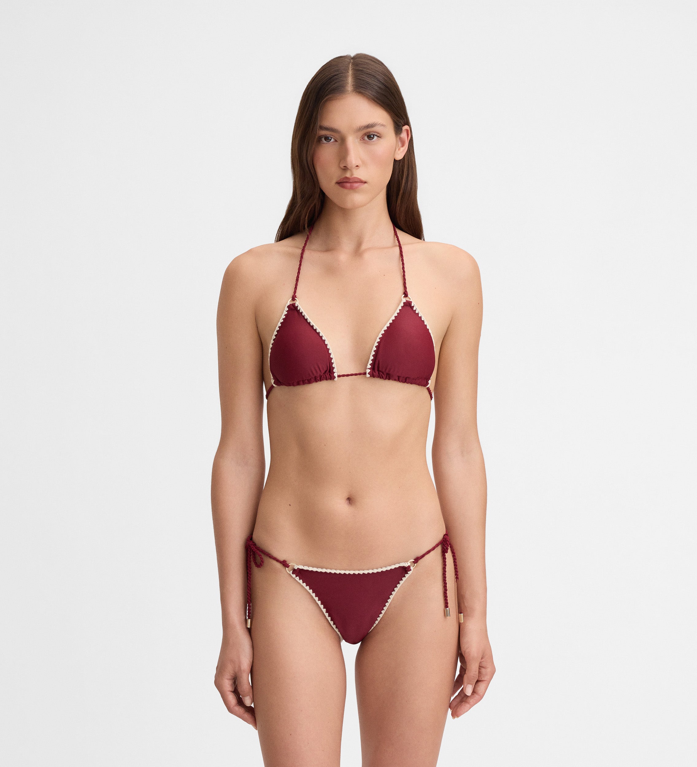 Top de bikini surpiqûres décoratives