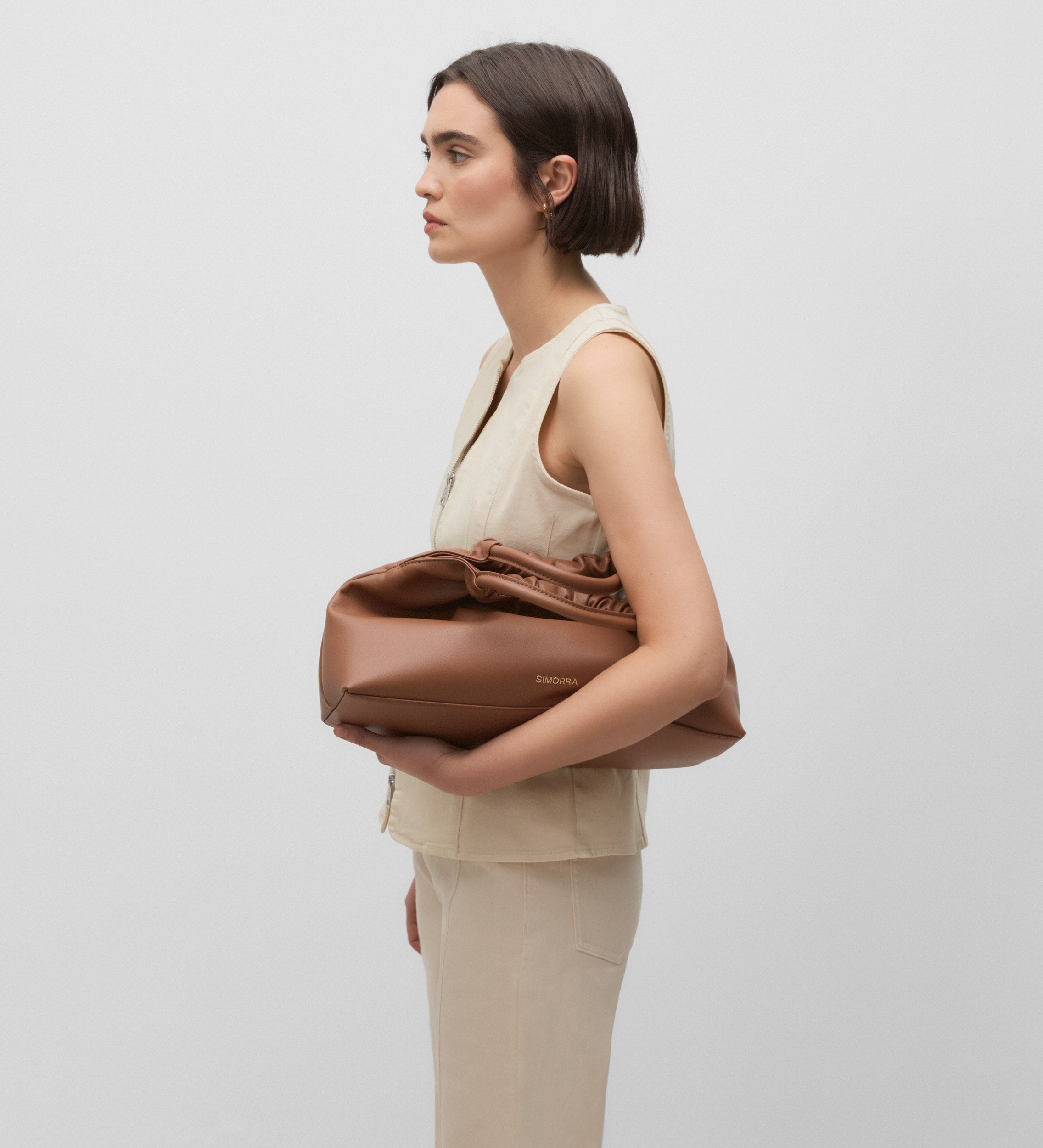 Denim vest with zipper