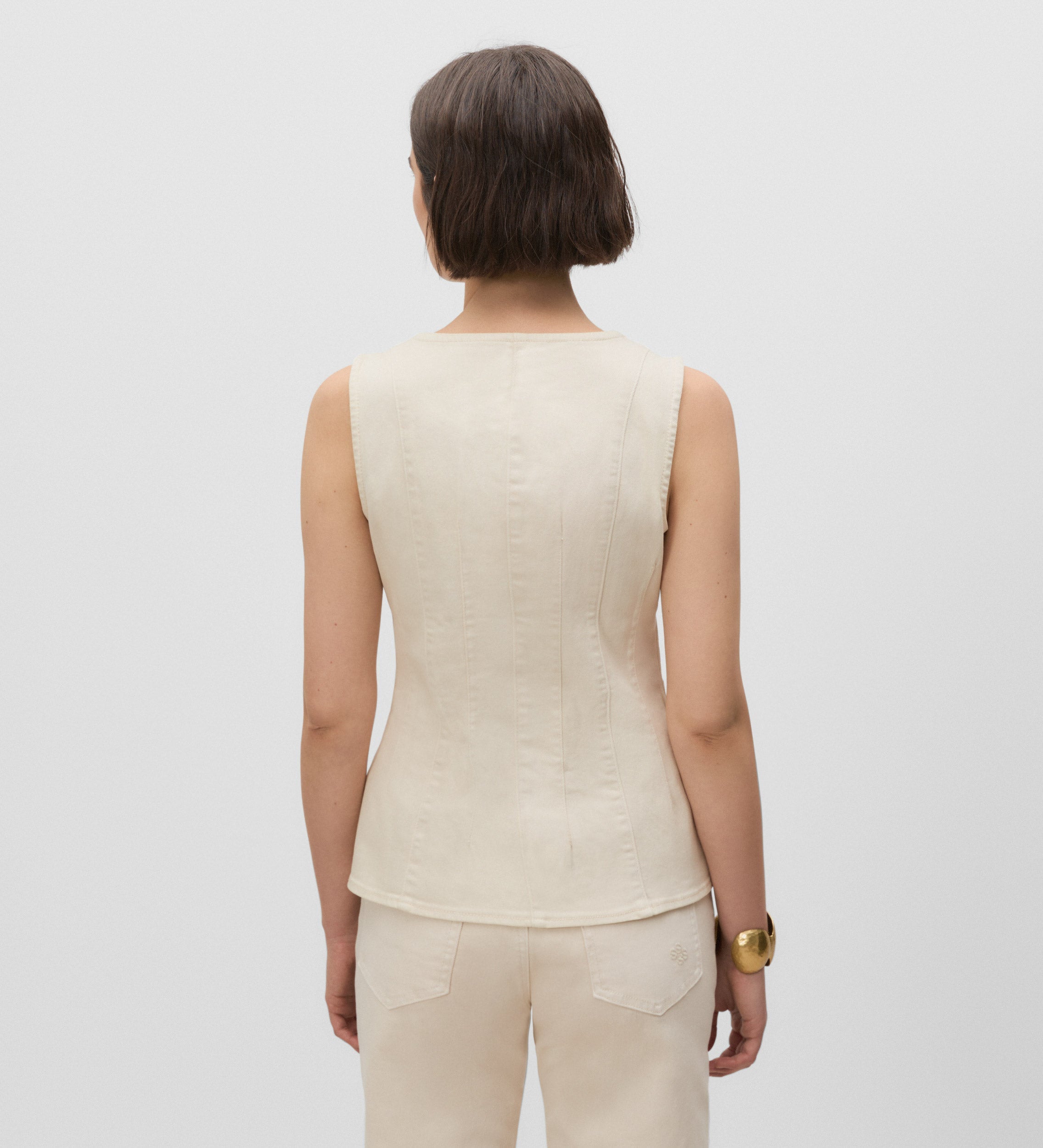 Denim vest with zipper