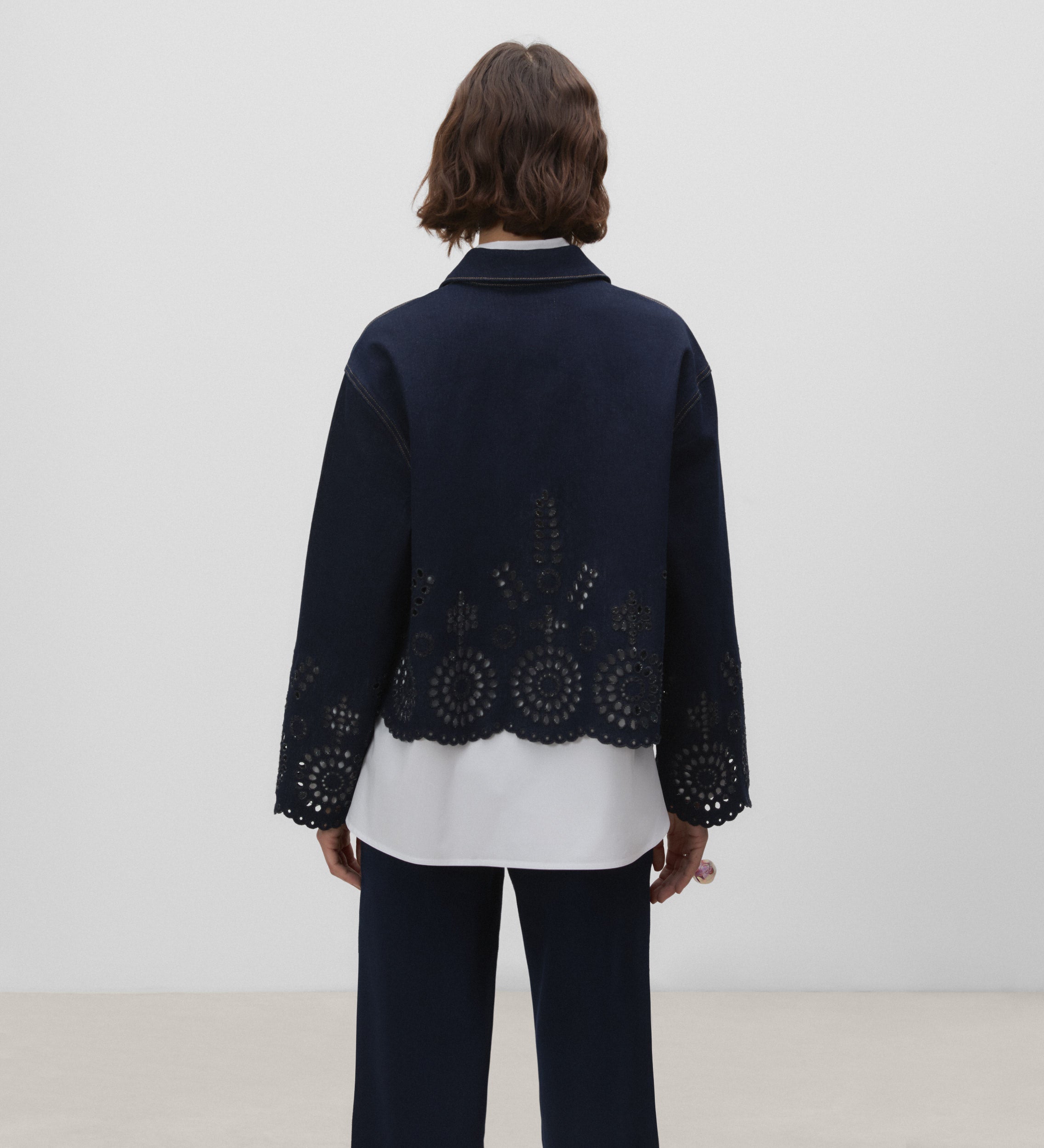 English embroidery denim jacket