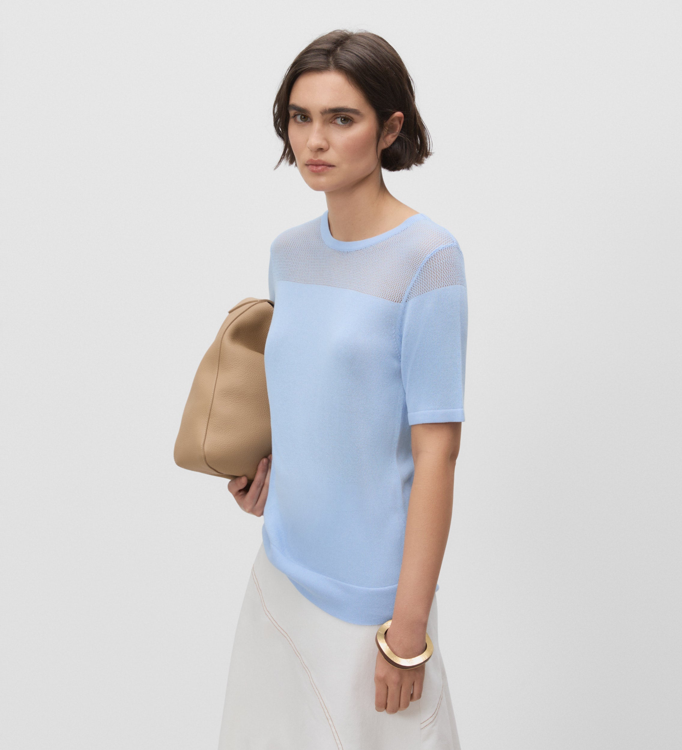 Short sleeve knitted top