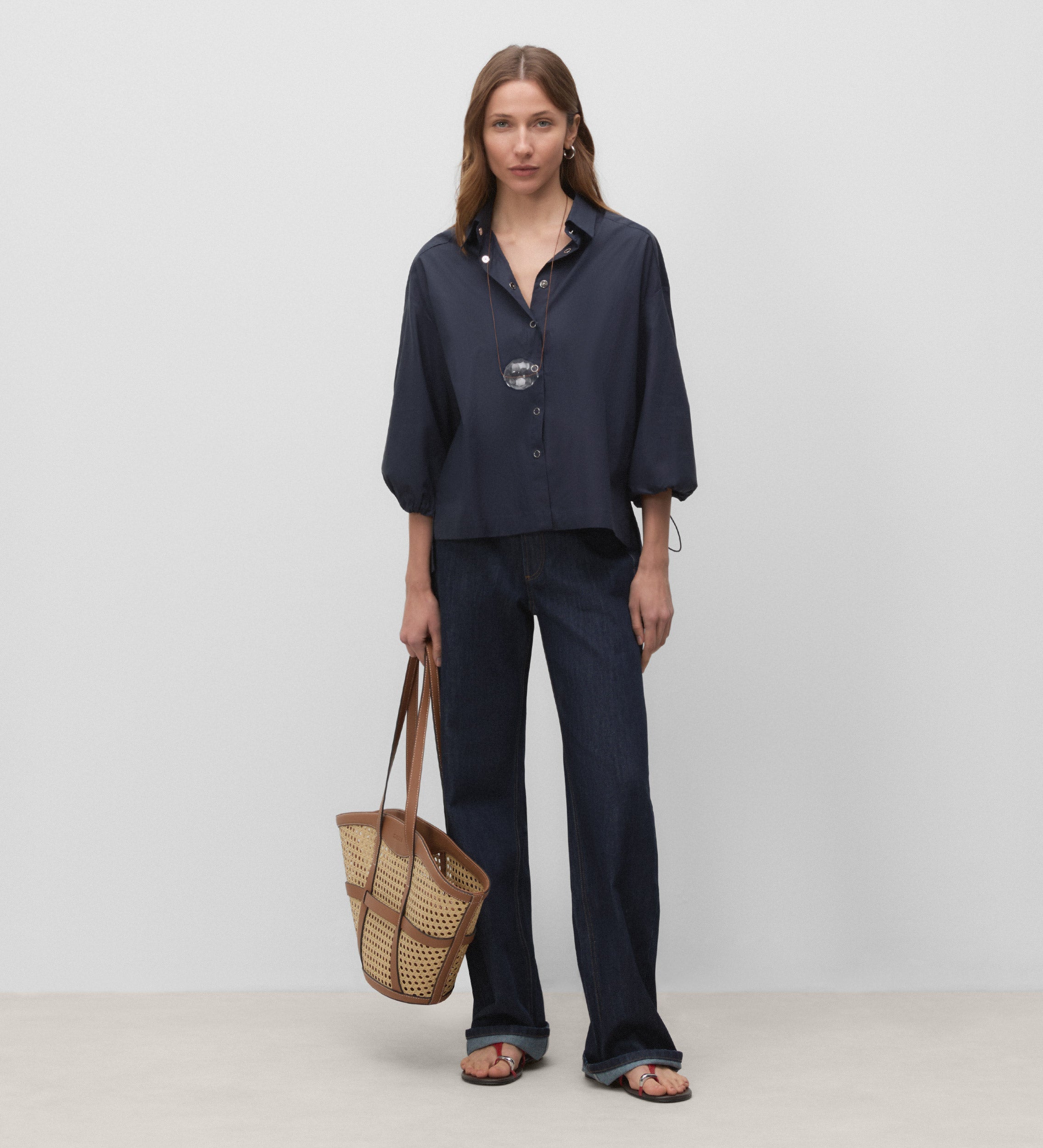 Chemise ample à manches bouffantes
