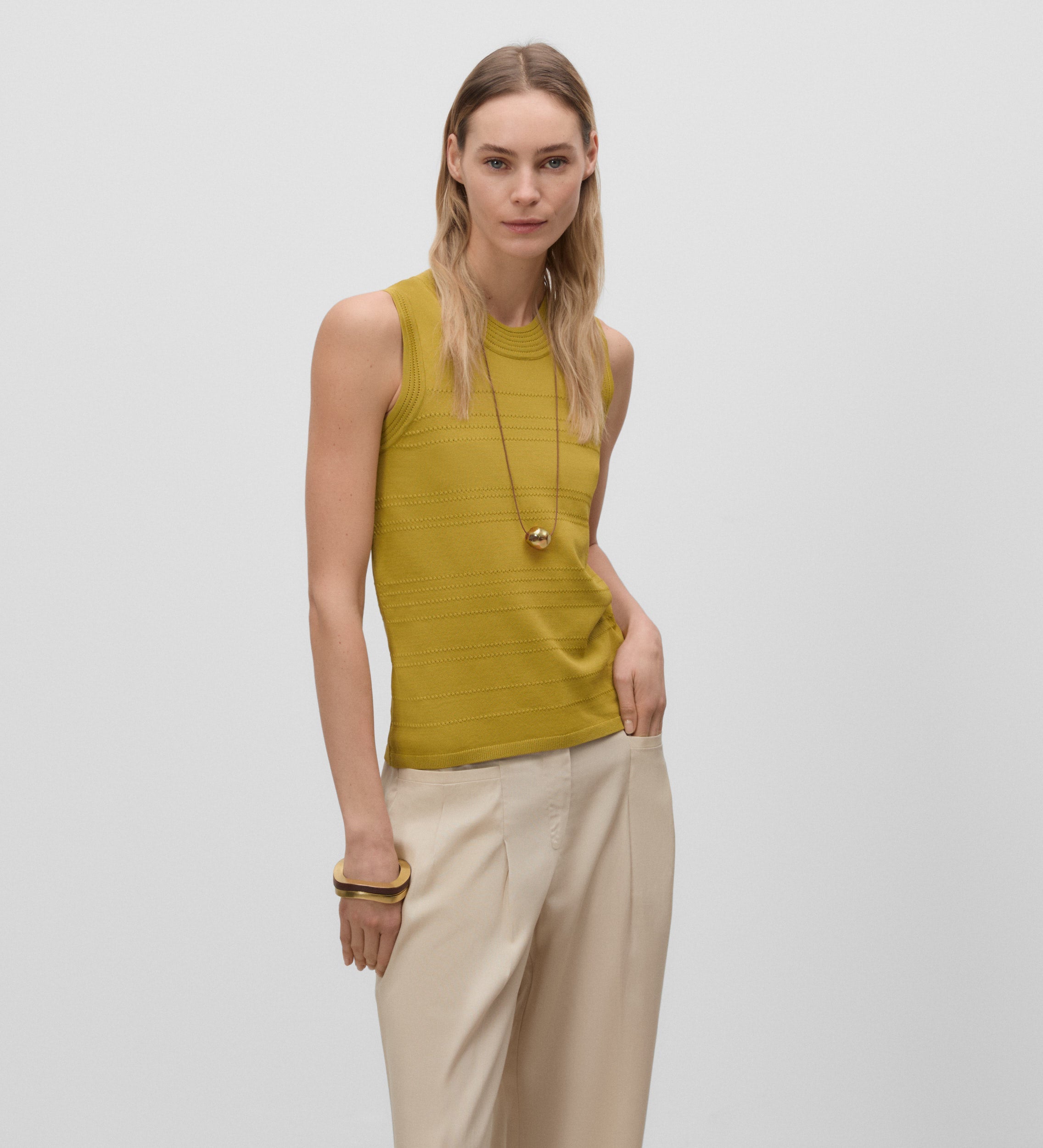 Micro openwork knit top