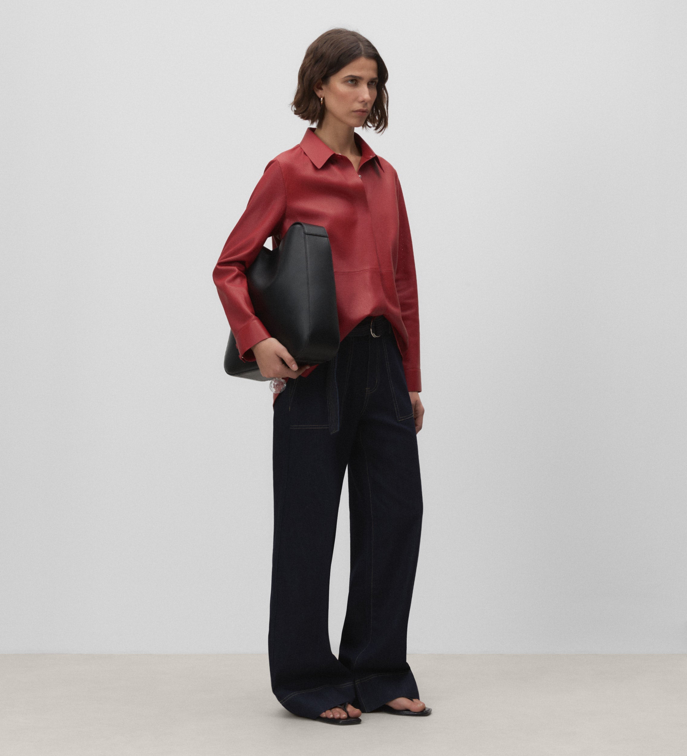 Surchemise en cuir nappa découpé