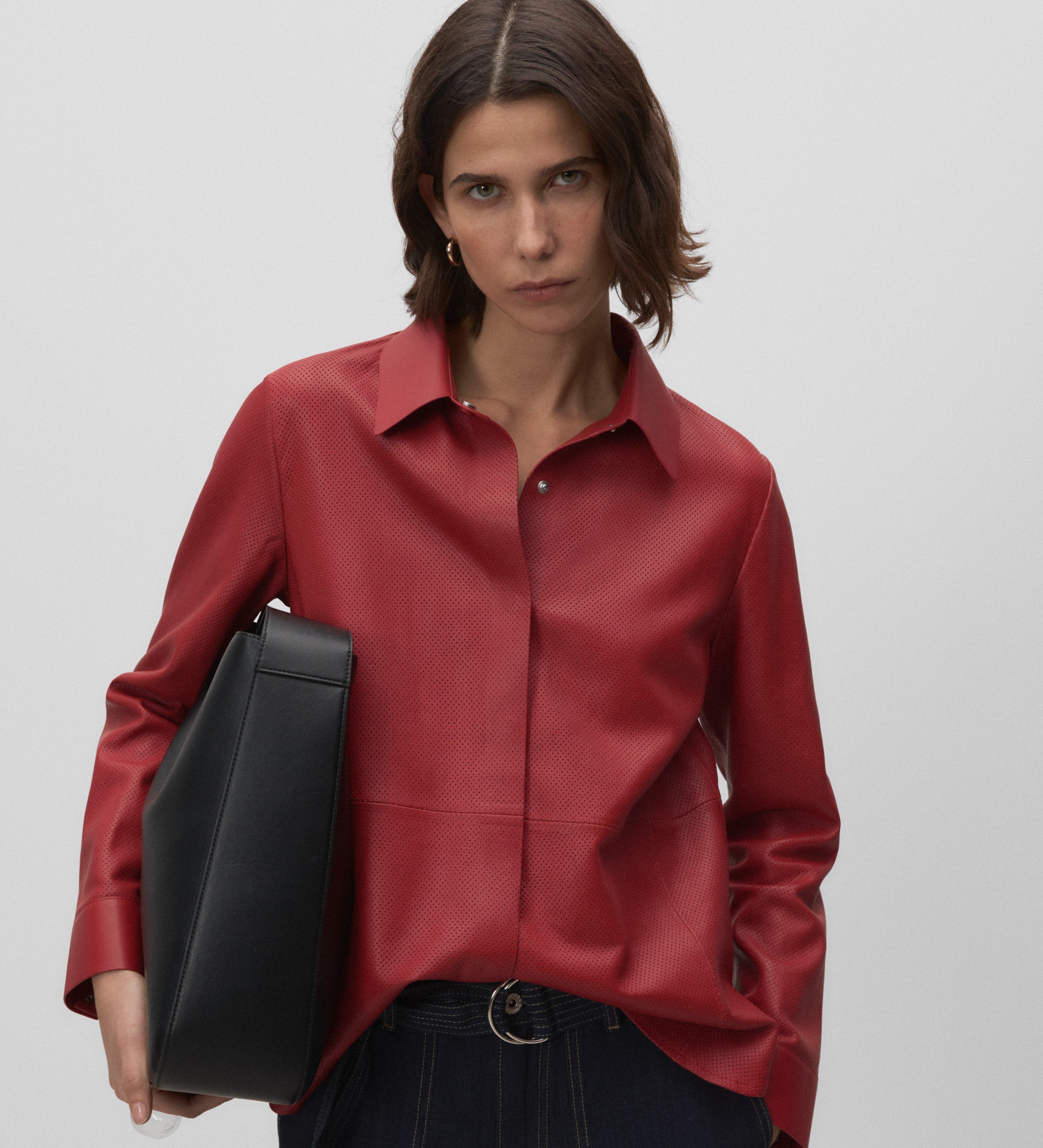 Surchemise en cuir nappa découpé