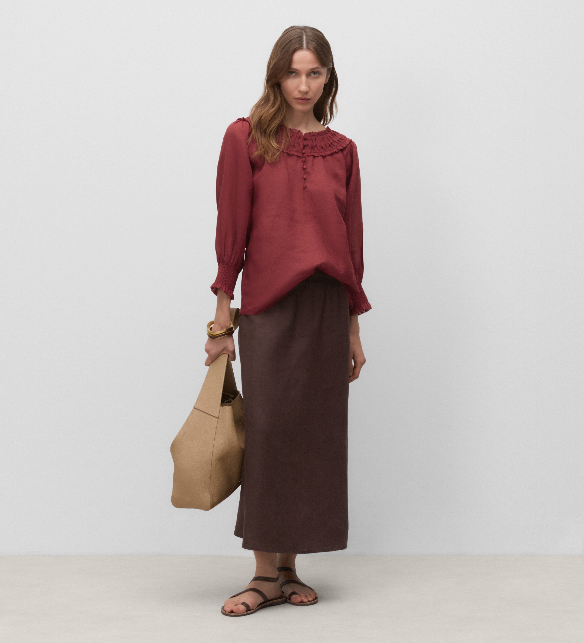 Gathered neckline blouse