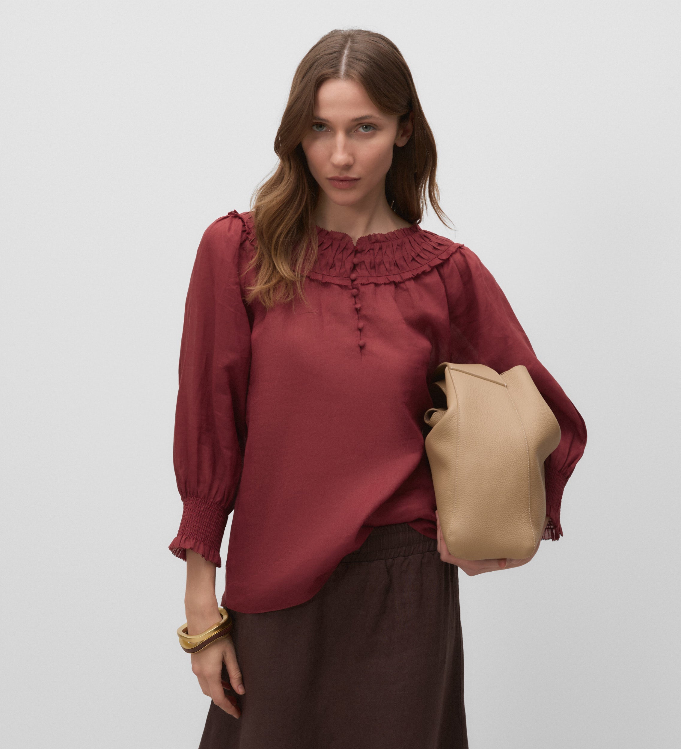 Gathered neckline blouse